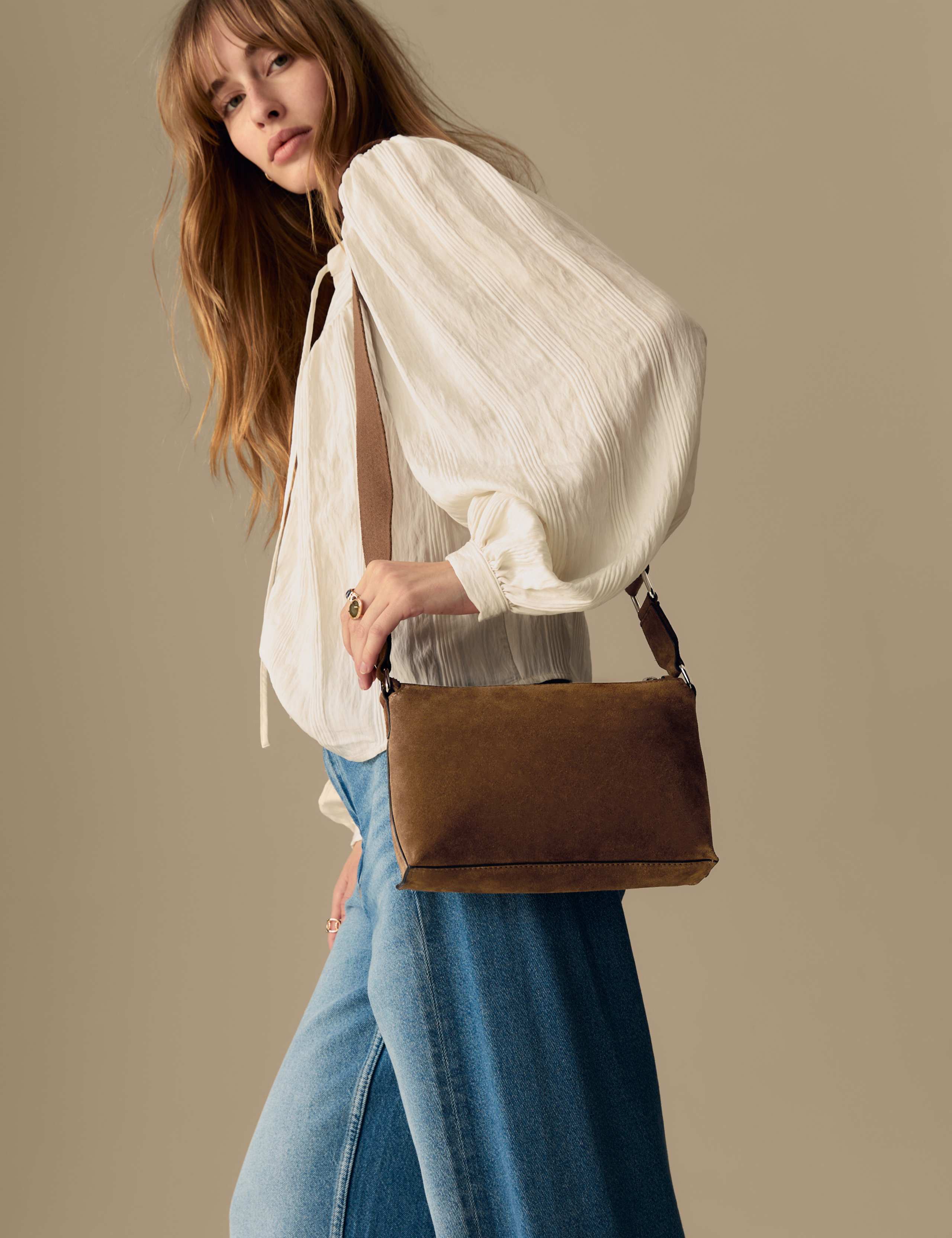 Suede Cross Body Bag