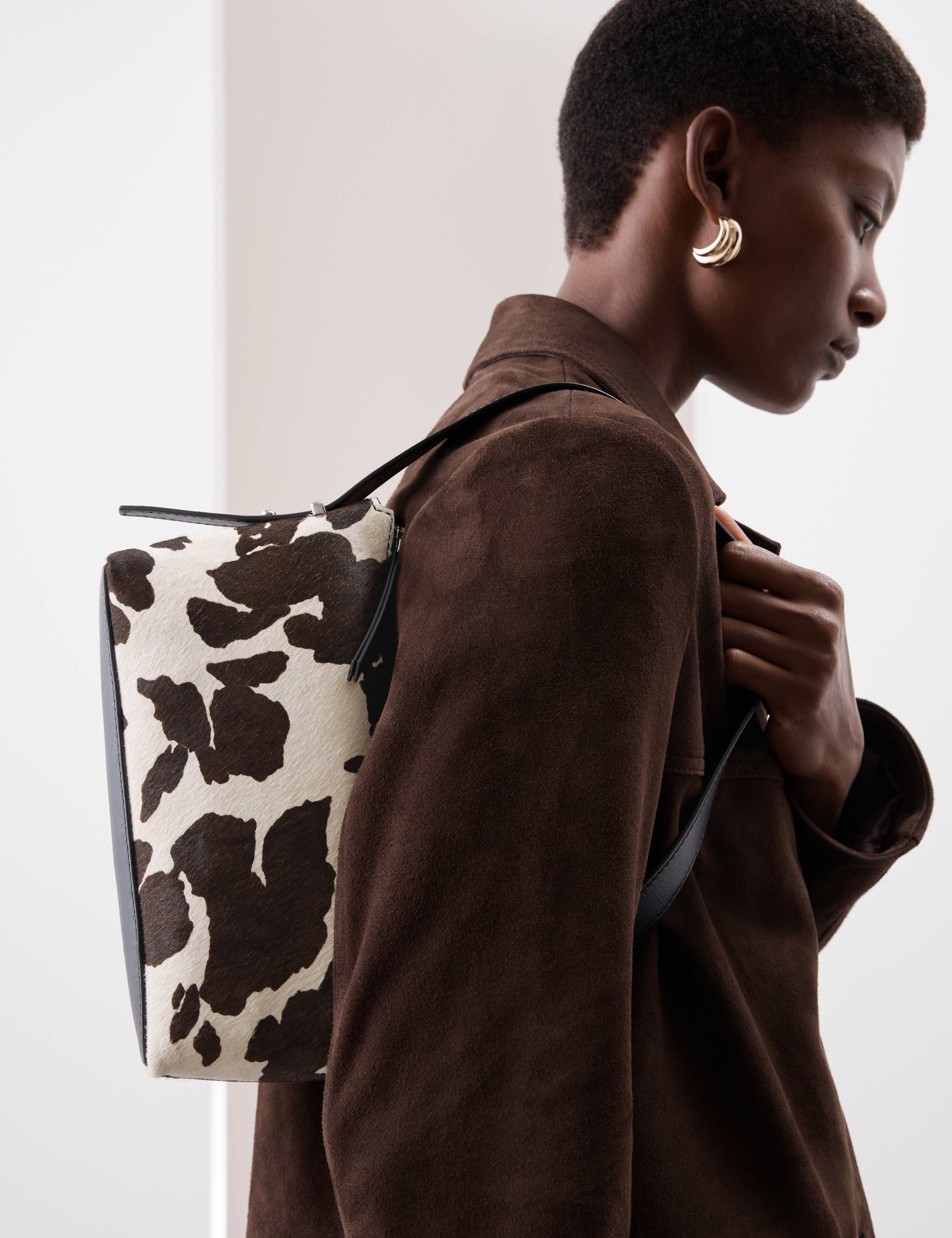 Hair On Leather Animal Print Shoulder Bag