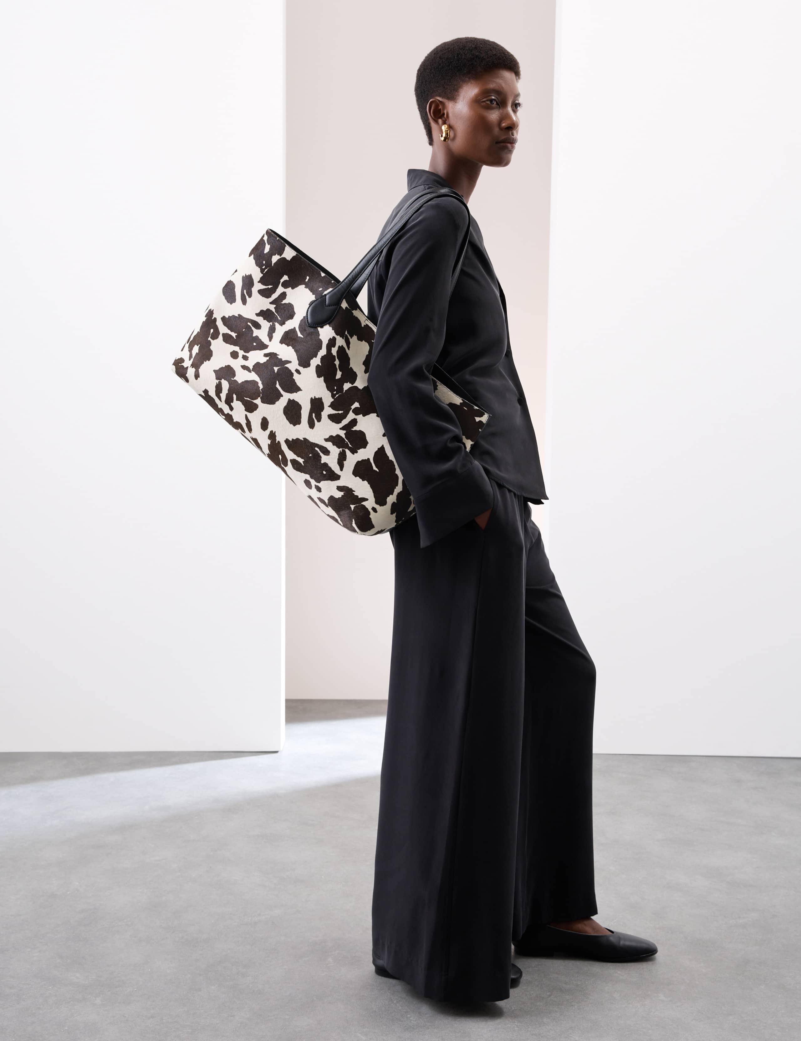 Hair On Leather Animal Print Tote Bag