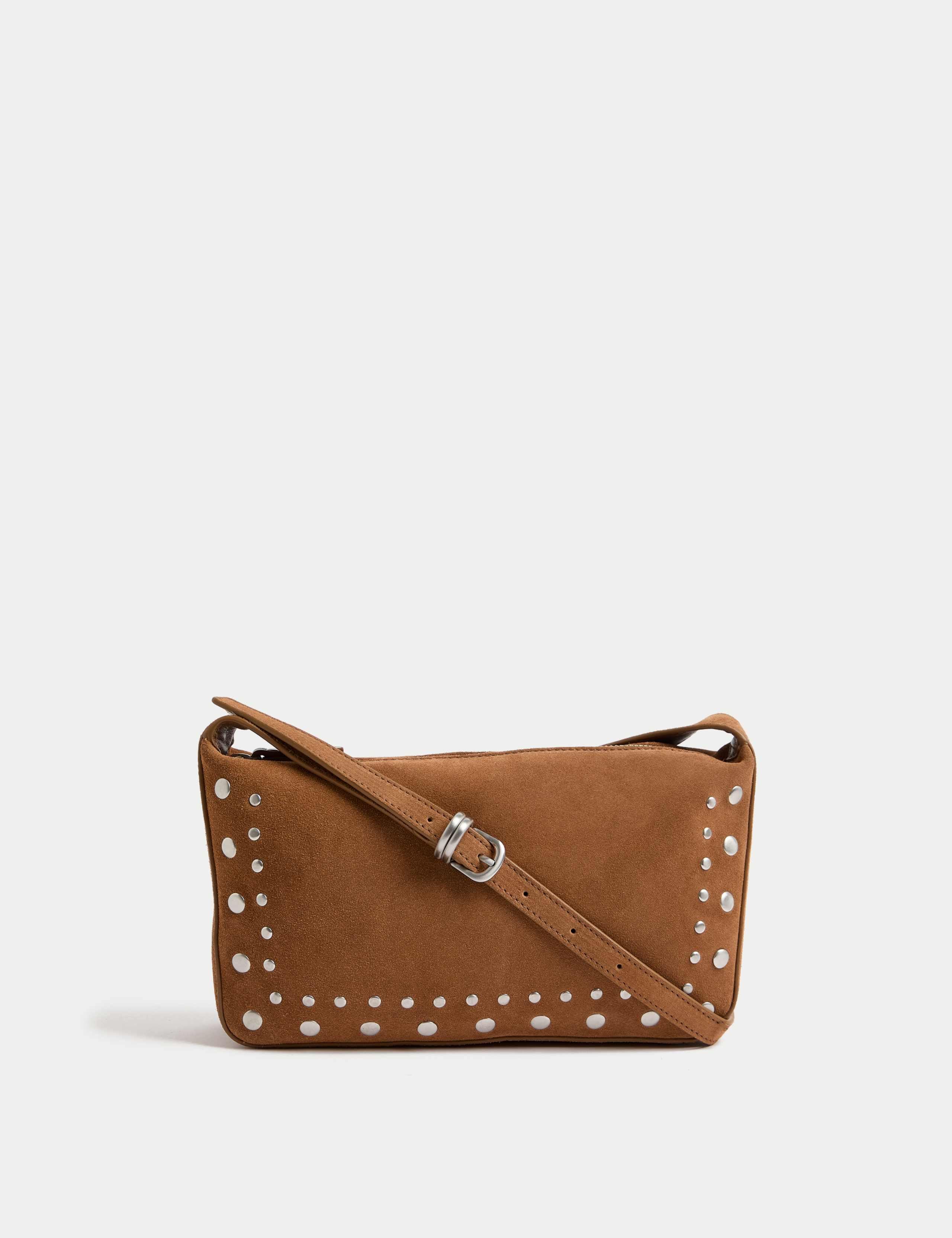 Suede Studded Shoulder Bag