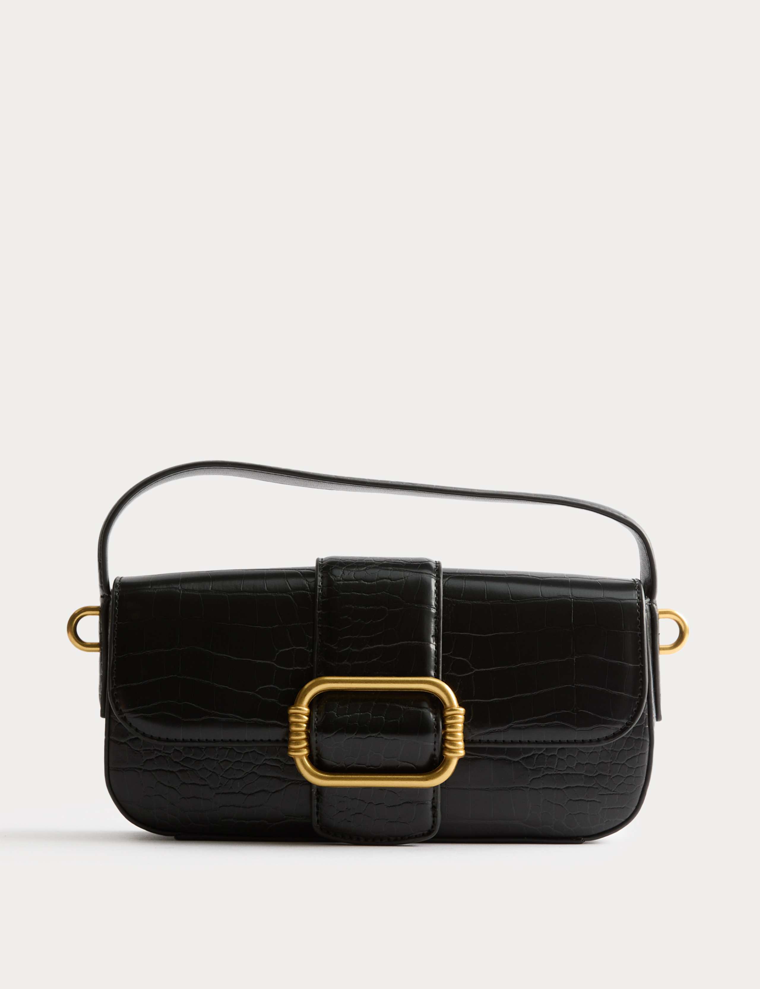 Faux Leather Croc Effect Baguette Bag