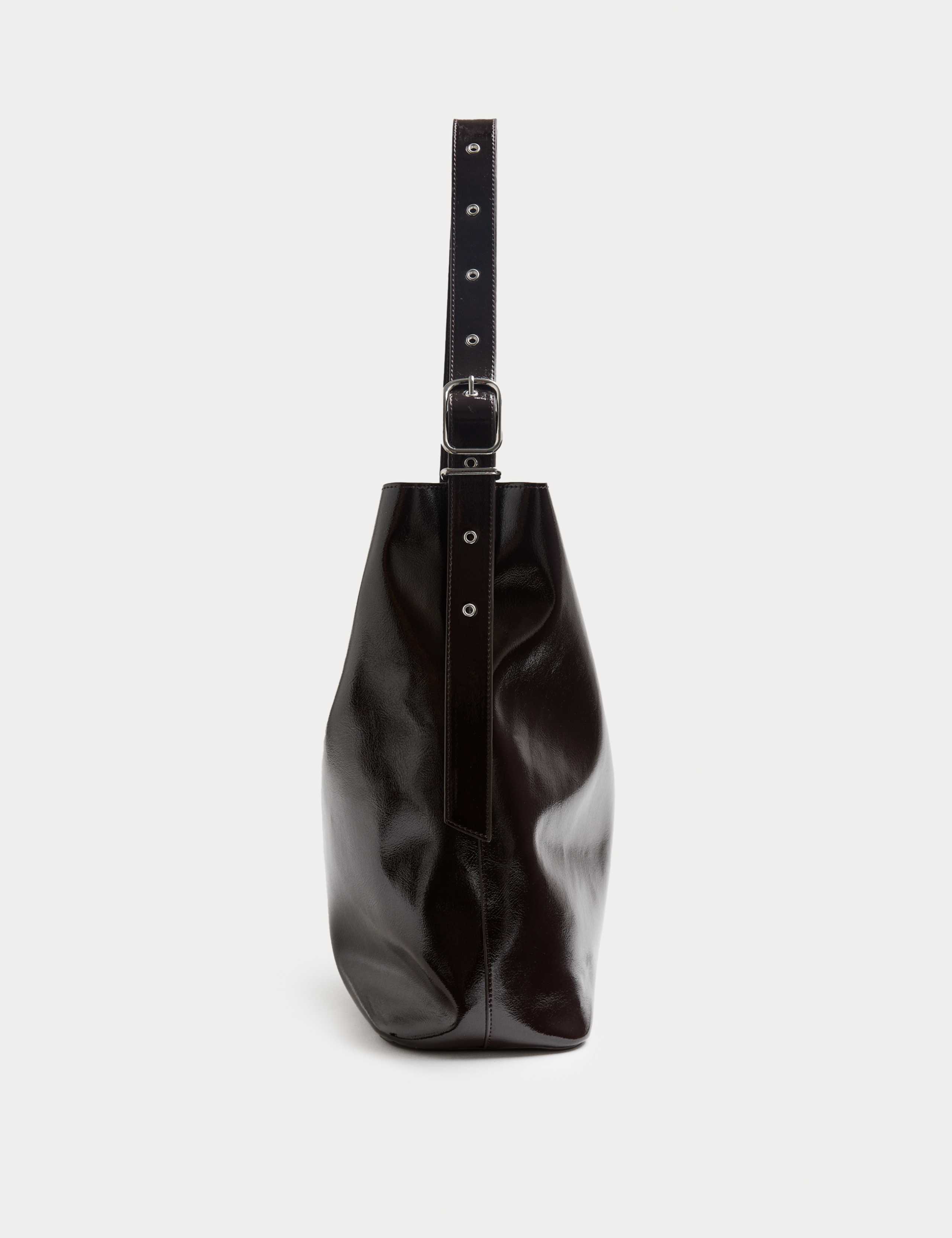 Faux Leather Bucket Shoulder Bag