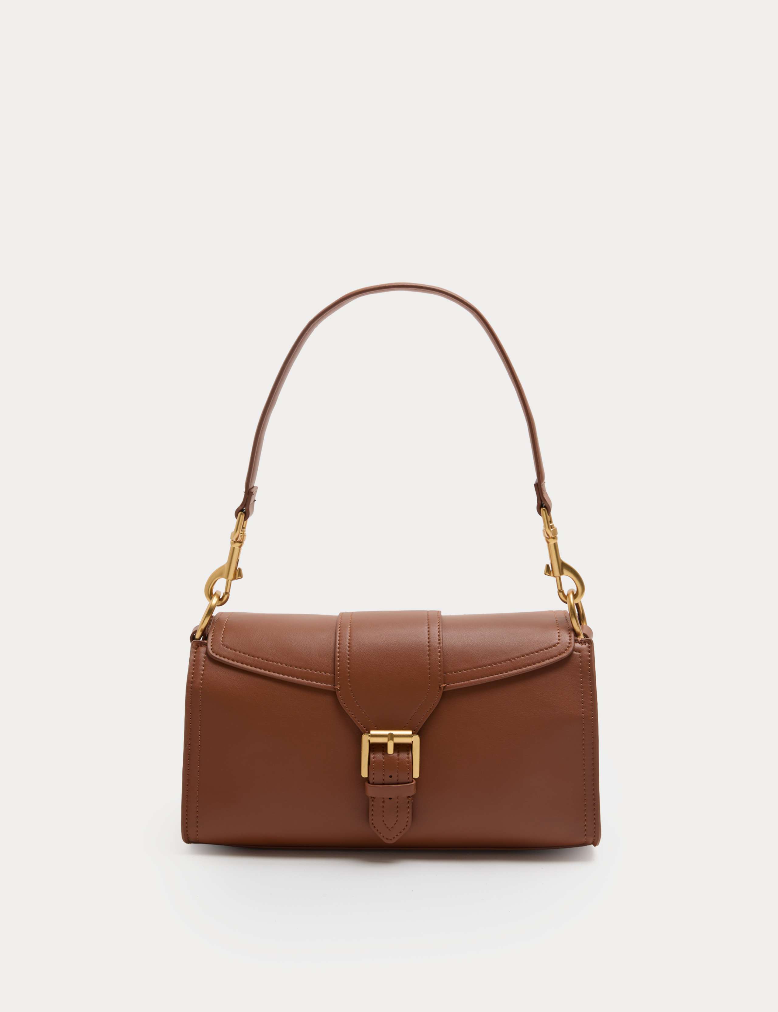 Faux Leather Buckle Shoulder Bag