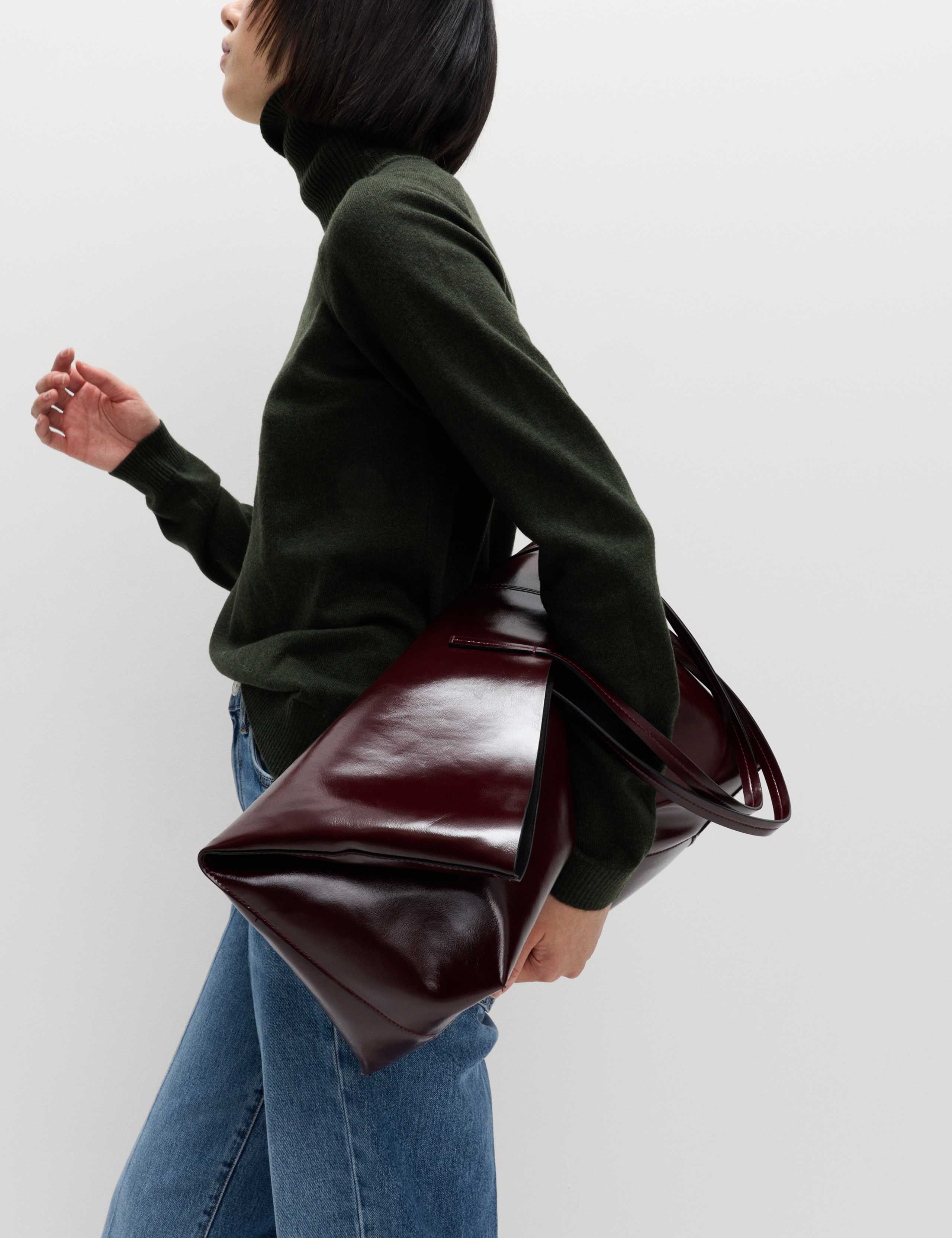 Faux Leather Oversized Tote Bag