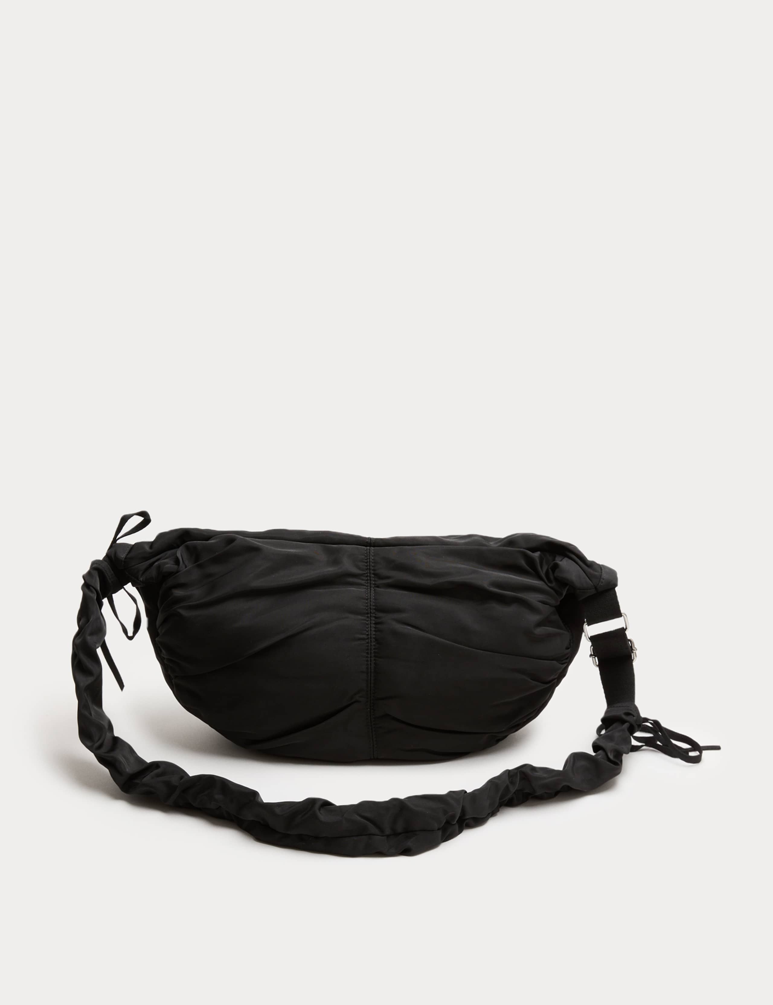 Nylon Ruched Sling Shoulder Bag