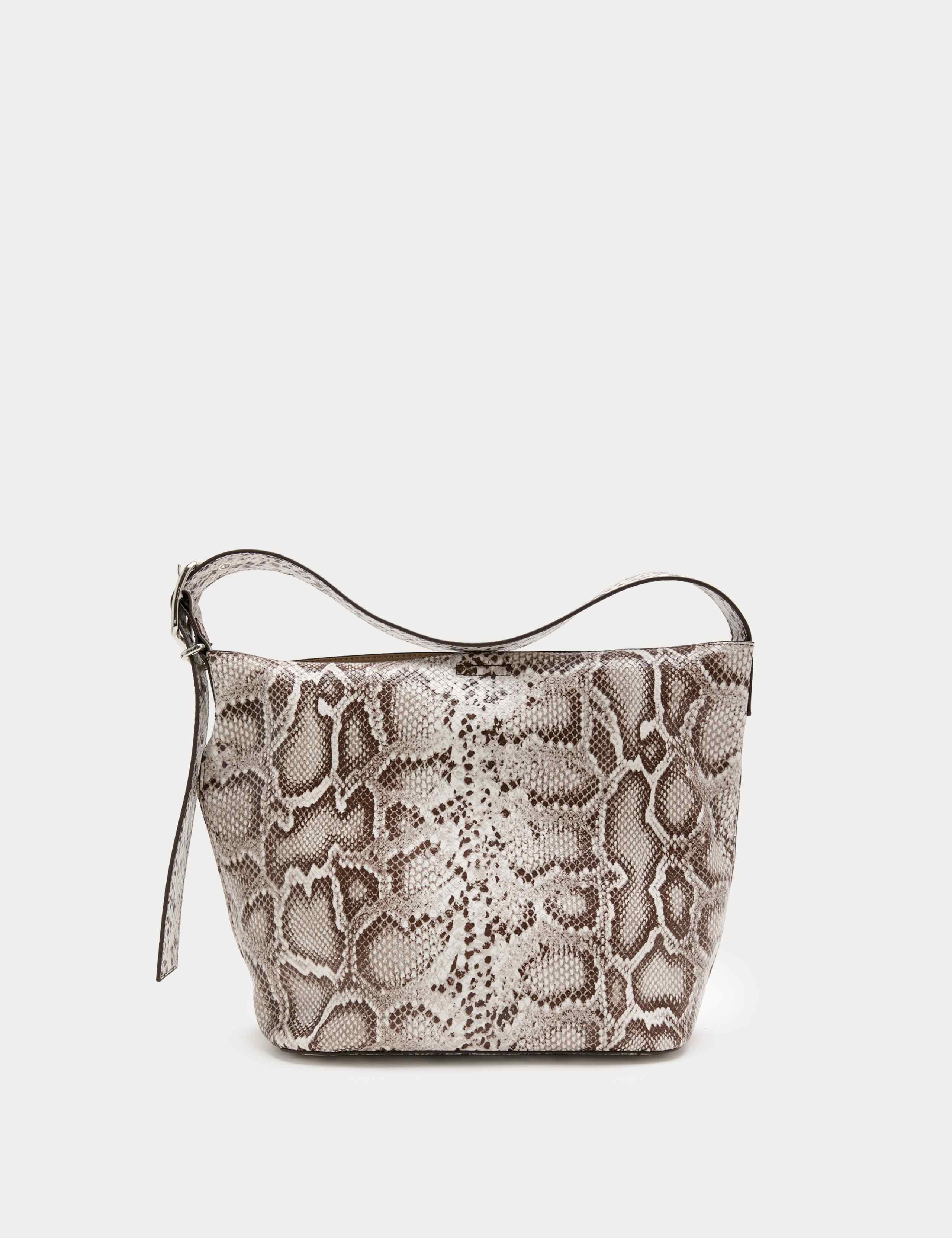 Faux Leather Snakeskin Print Mini Bucket Bag