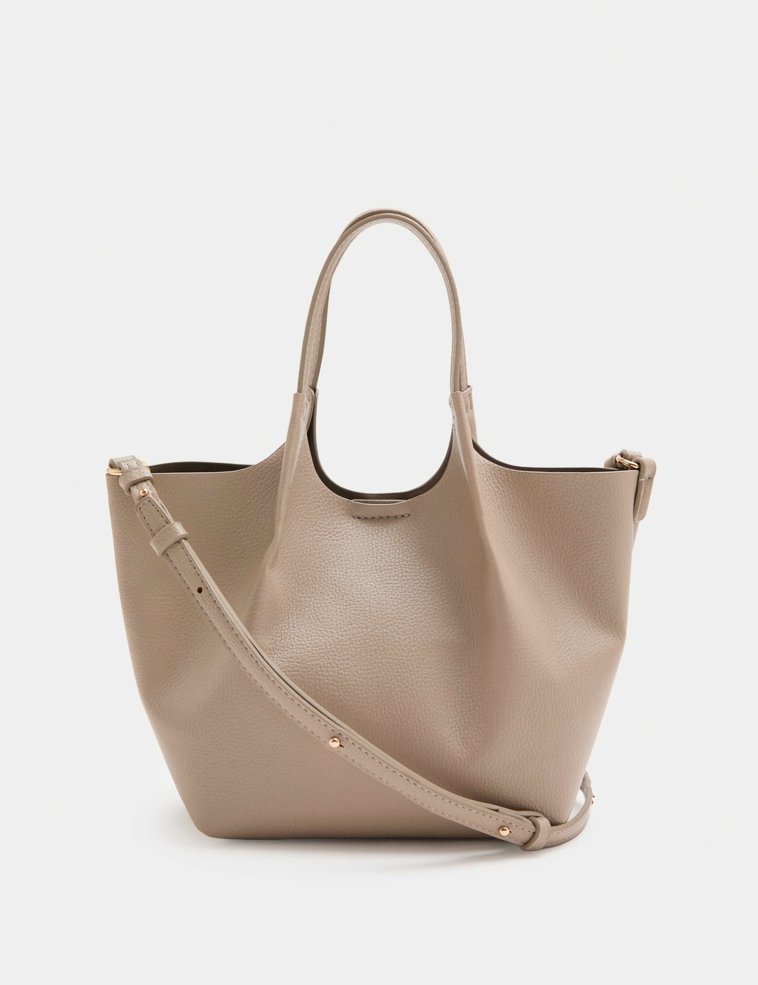 Faux Leather Pinched Mini Tote Bag