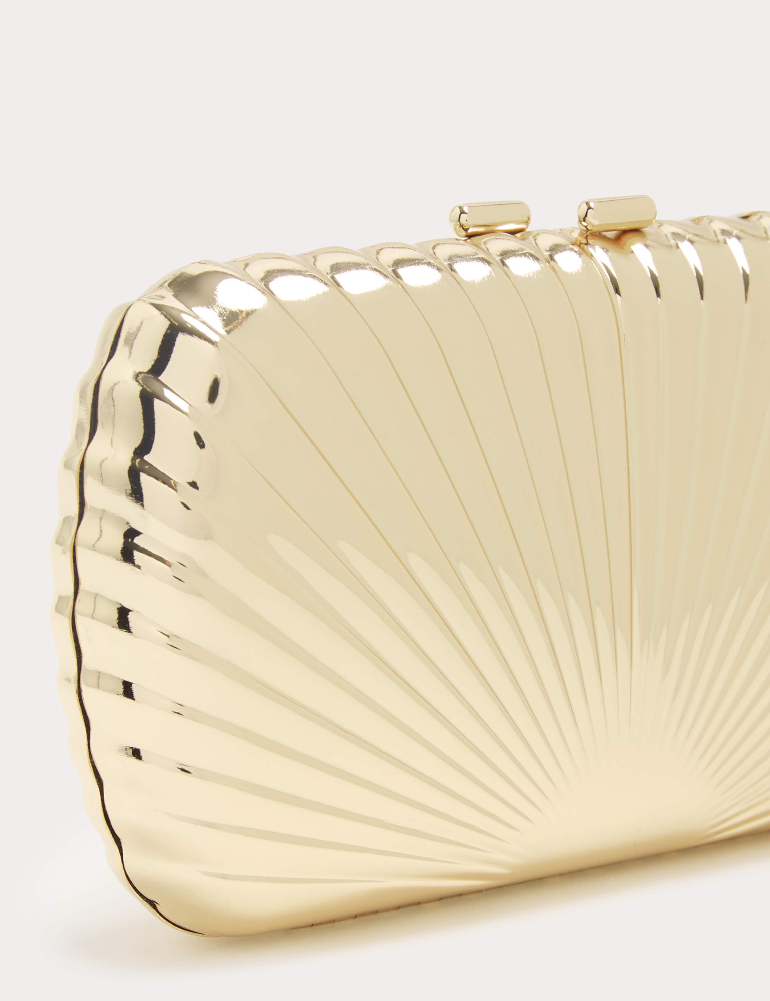Gold Textured Chain Strap Clutch Bag