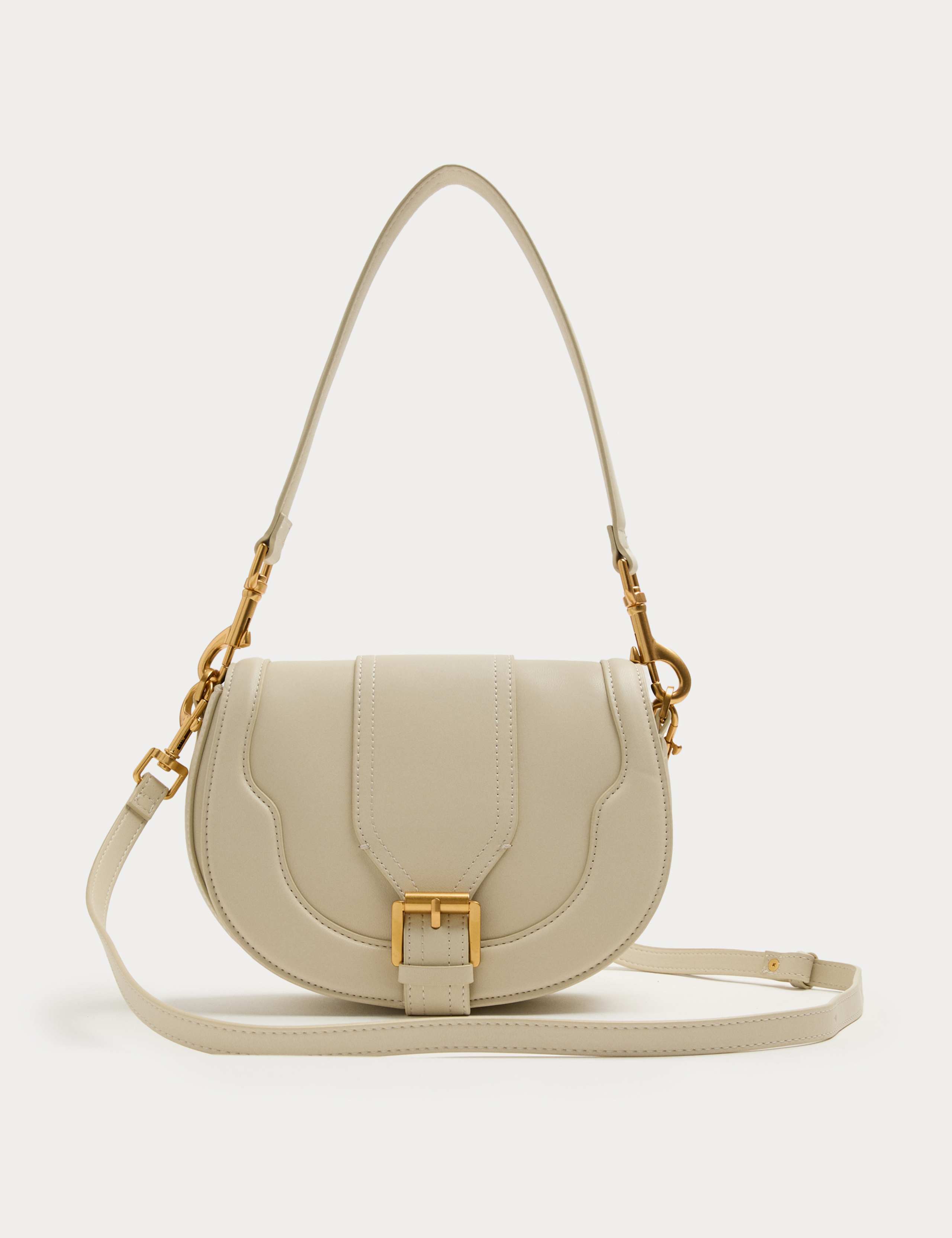 Buckle Detail Cross Body Saddle Bag