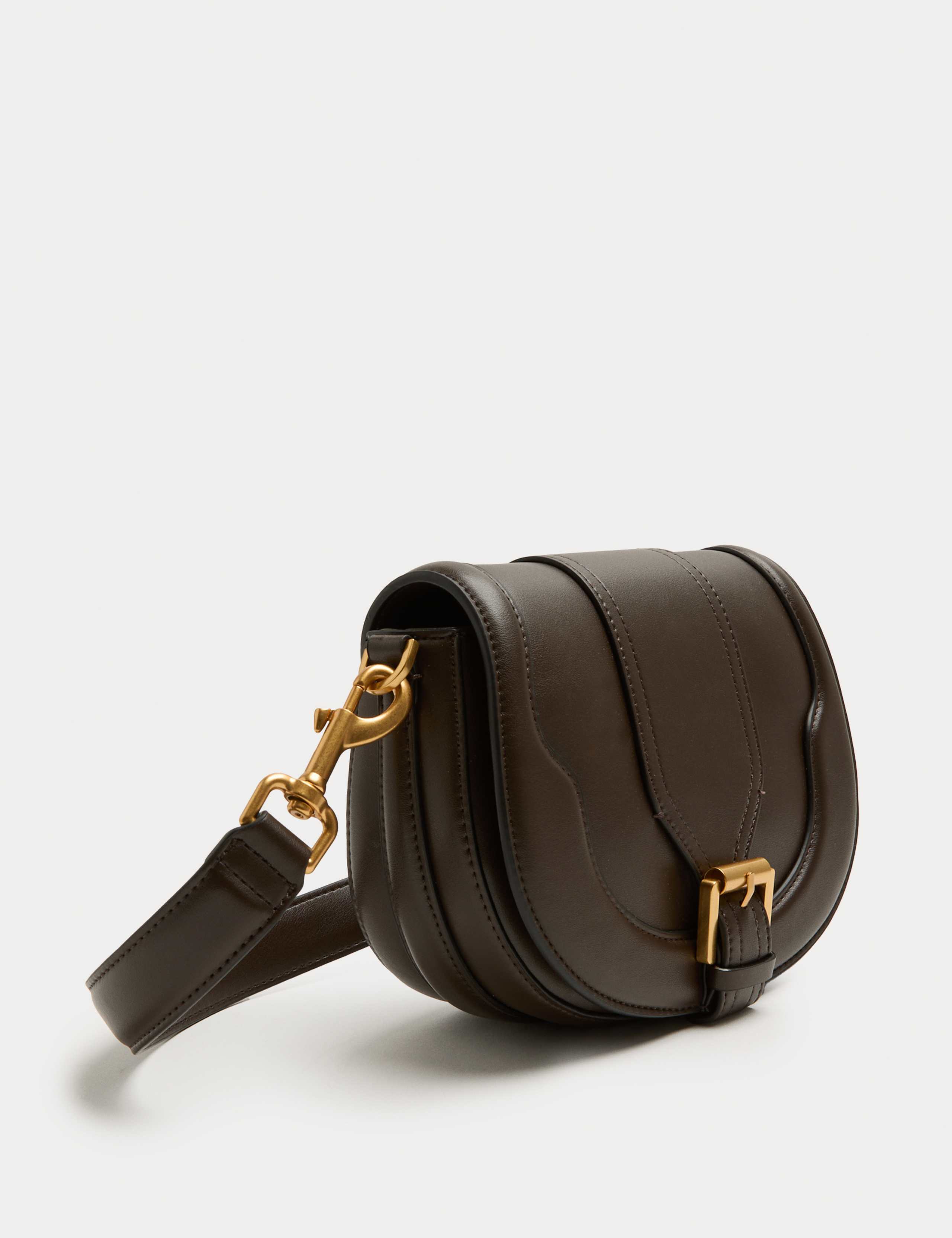 Buckle Detail Cross Body Saddle Bag