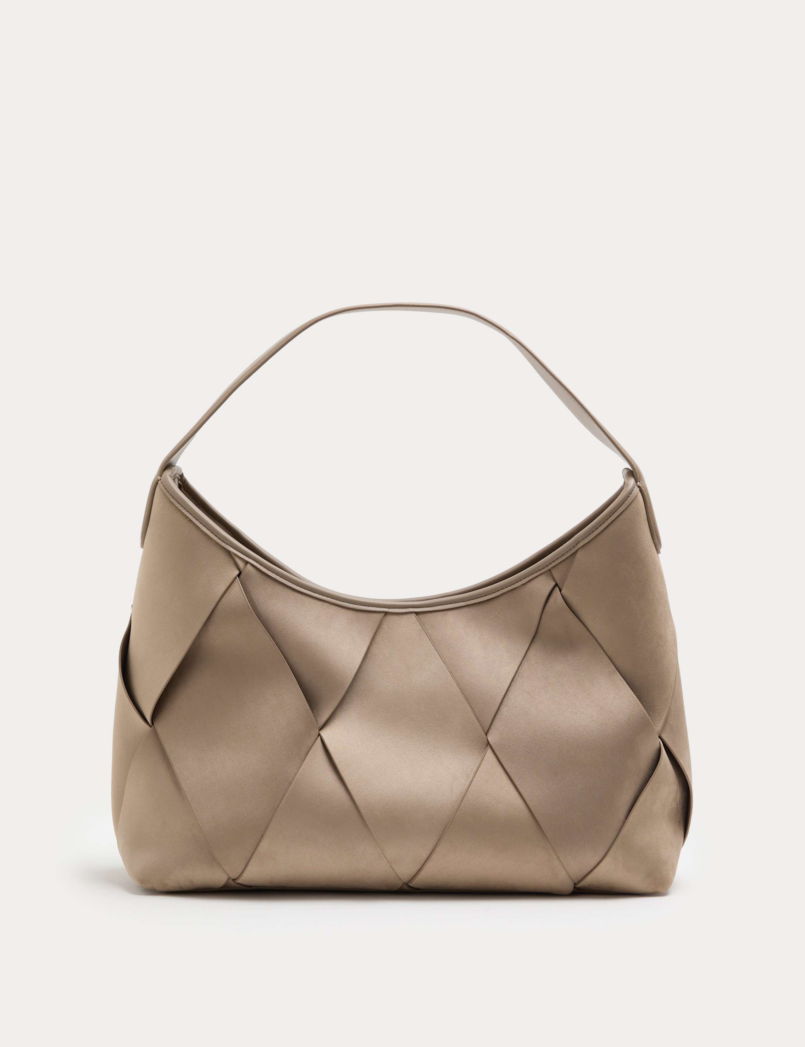 Faux Suede Woven Large Shoulder Bag