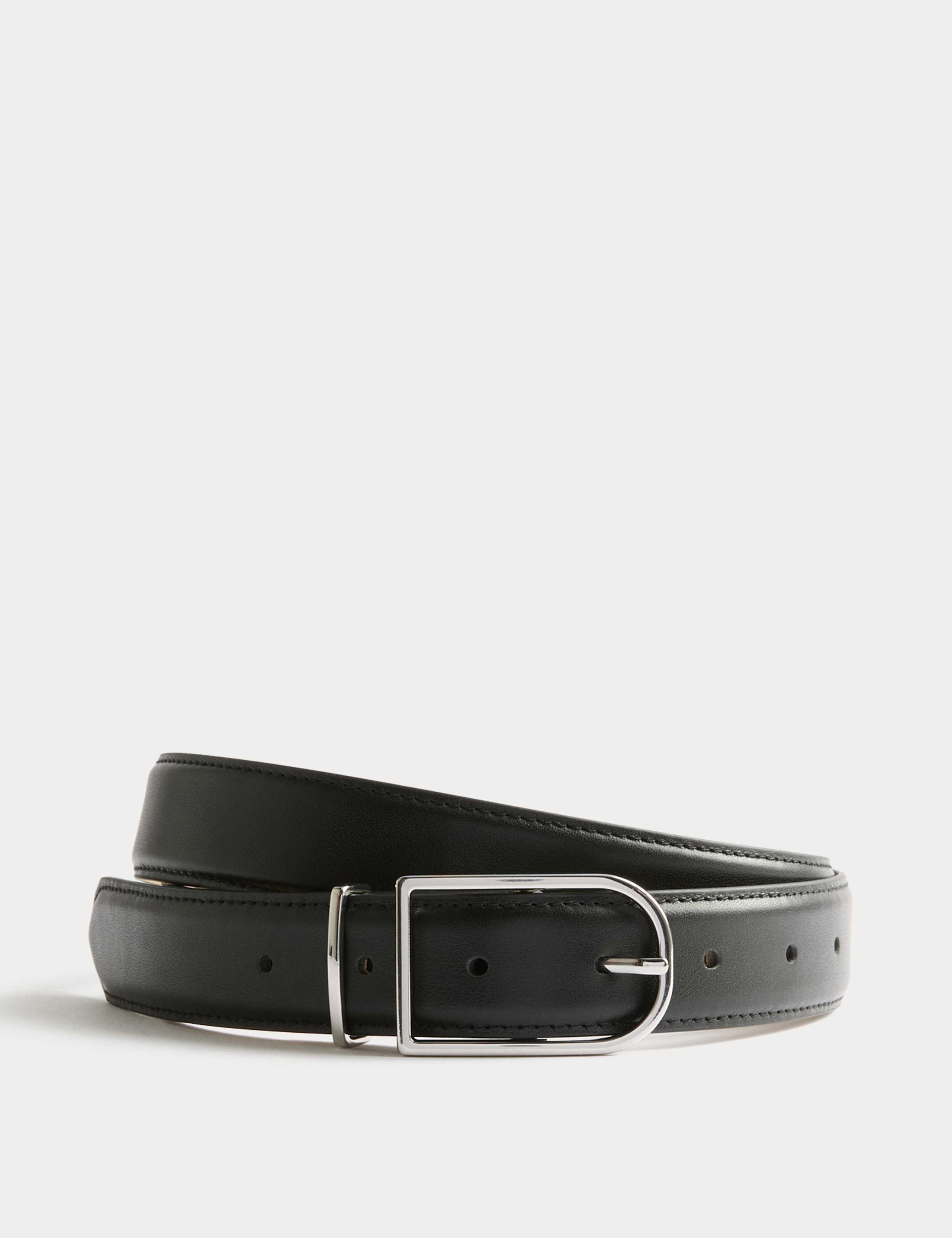 Leather Refined Buckle Jeans Belt