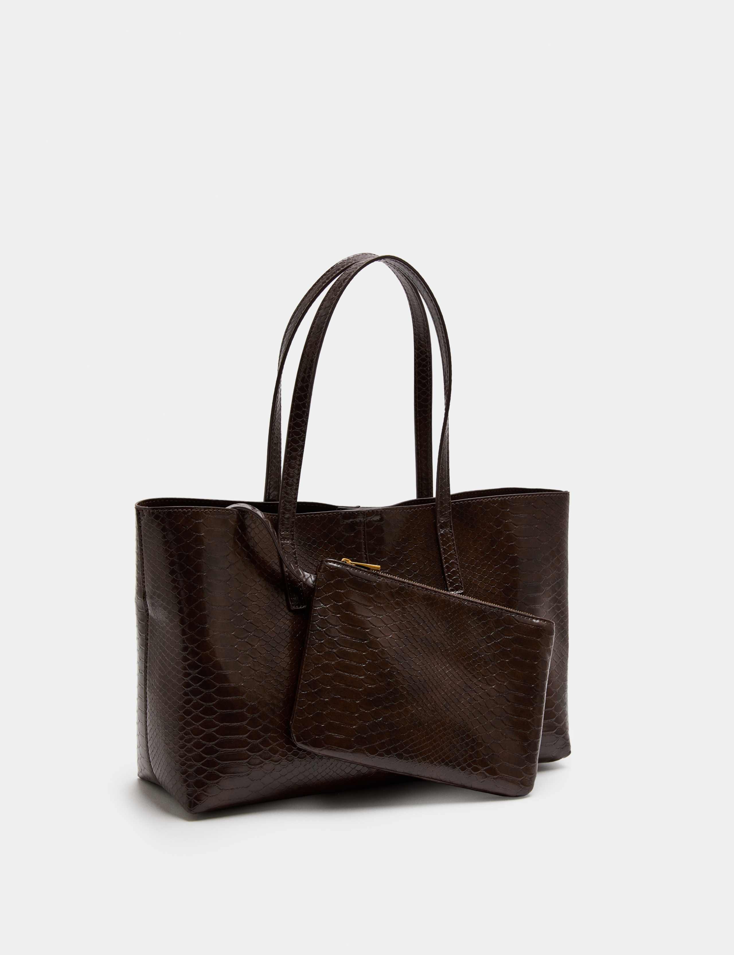 Croc Effect Top Handle Tote Bag