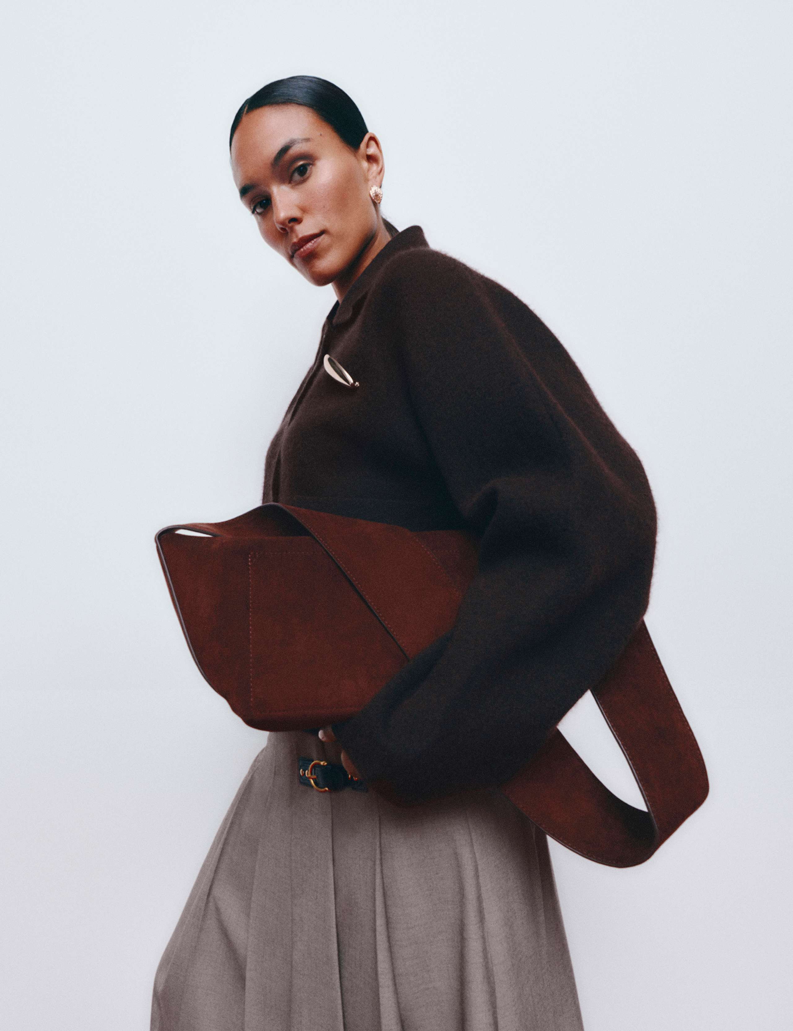 Suedette Sling Shoulder Bag