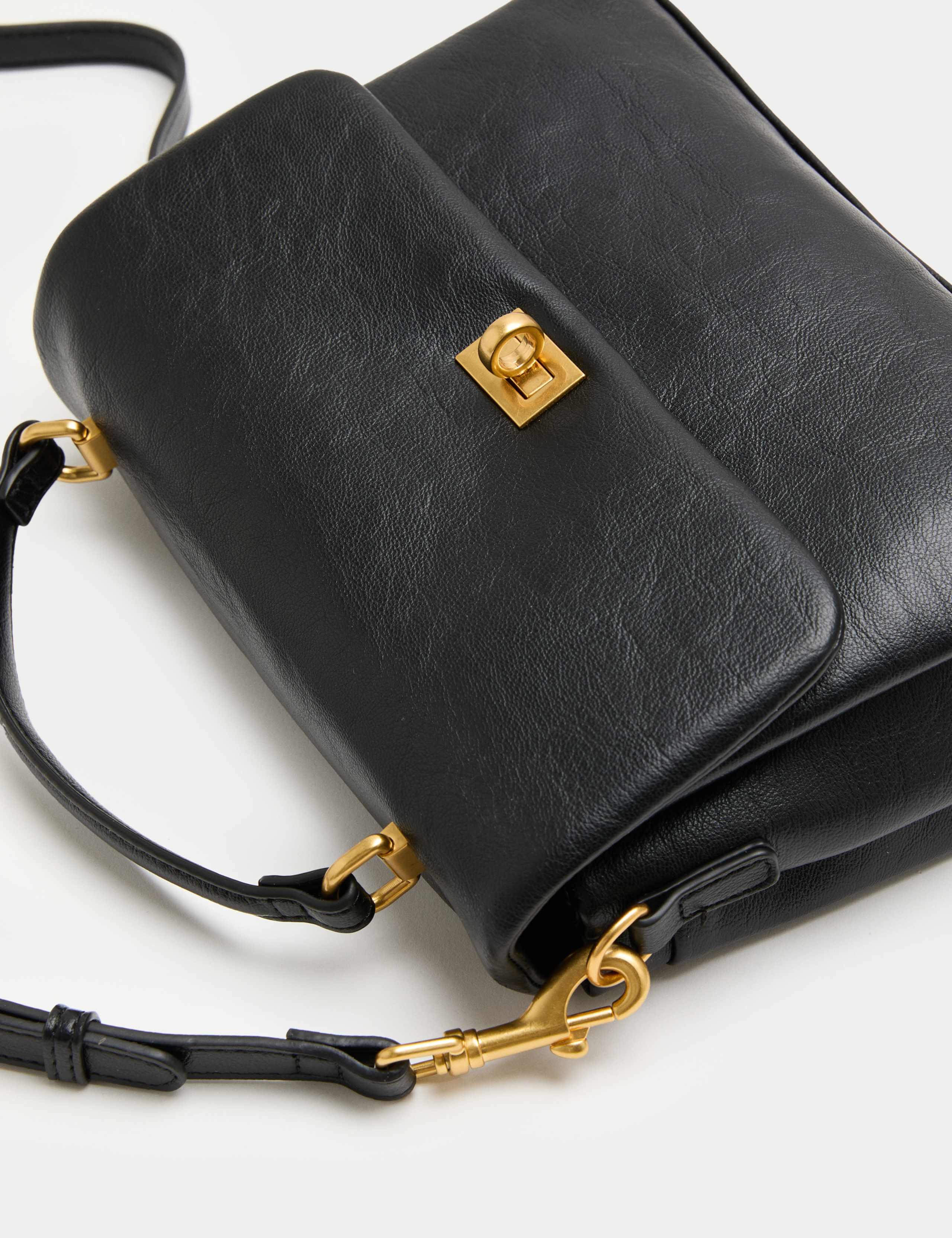 Faux Leather Puffy Cross Body Bag
