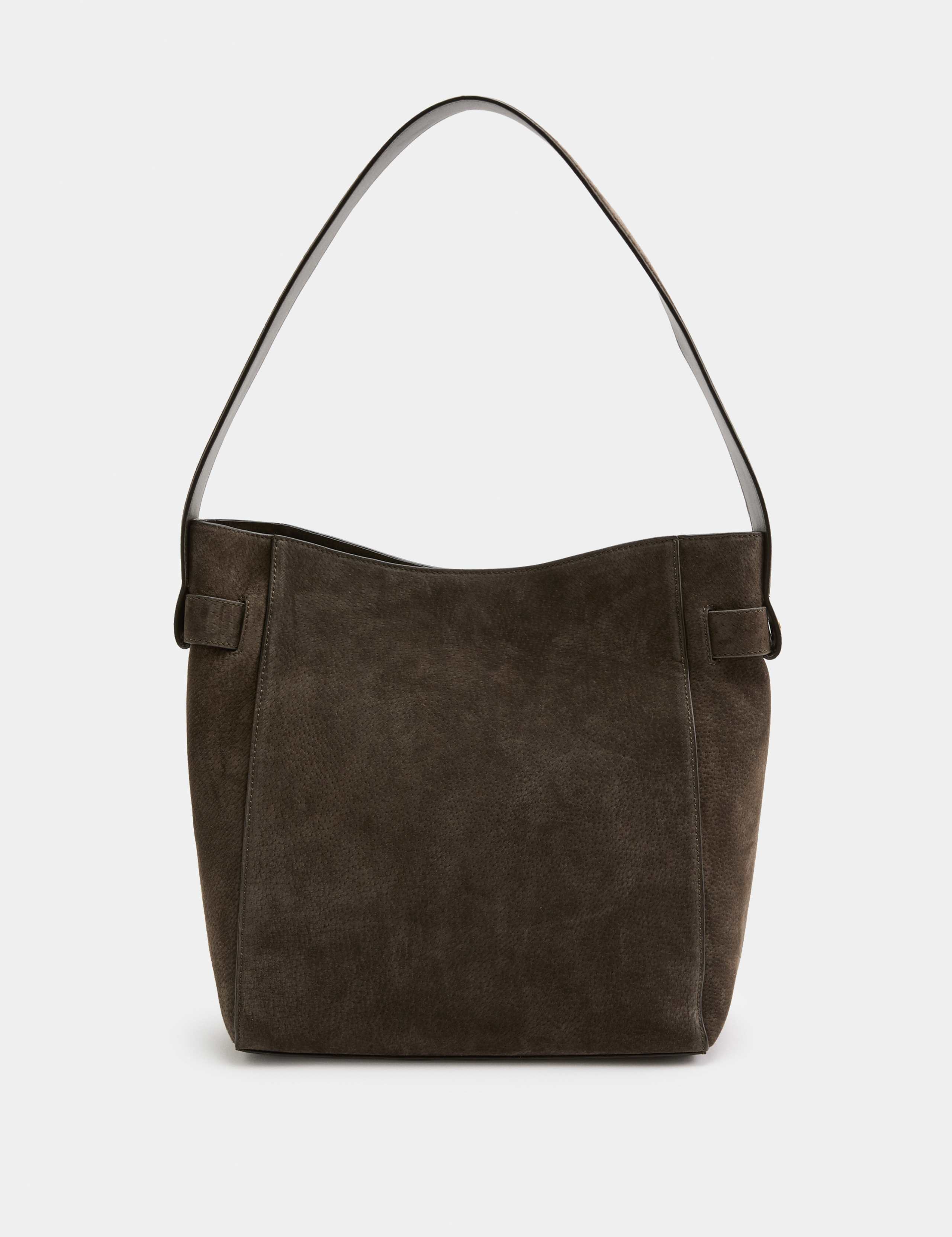 Suede Top Handle Bucket Bag