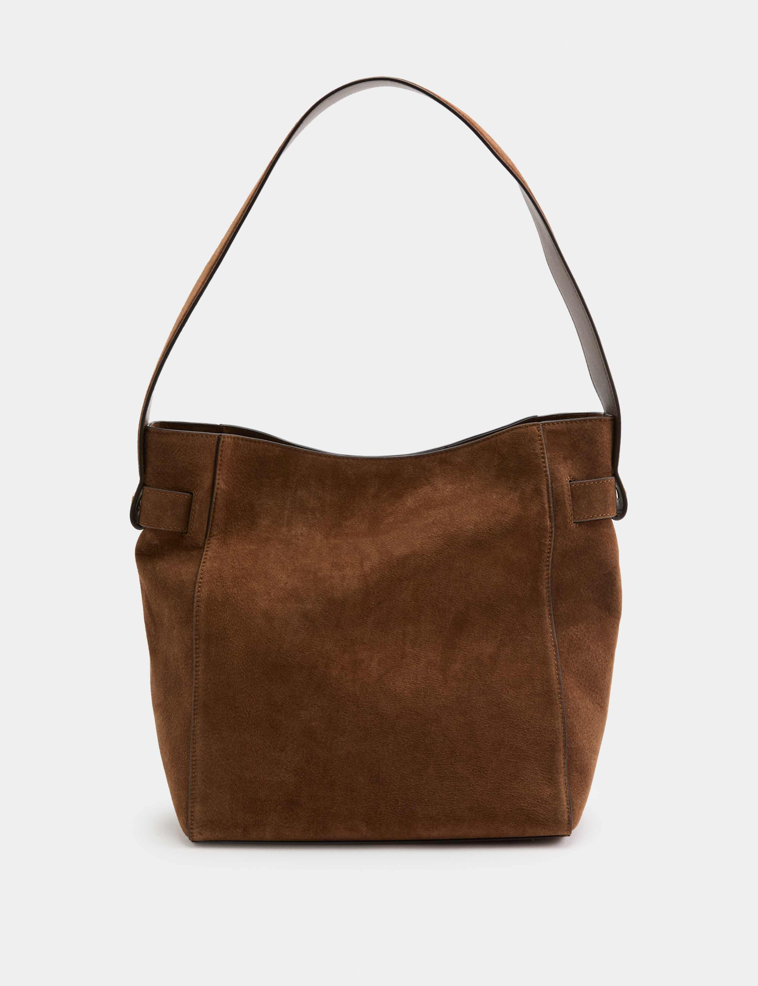 Suede Top Handle Bucket Bag