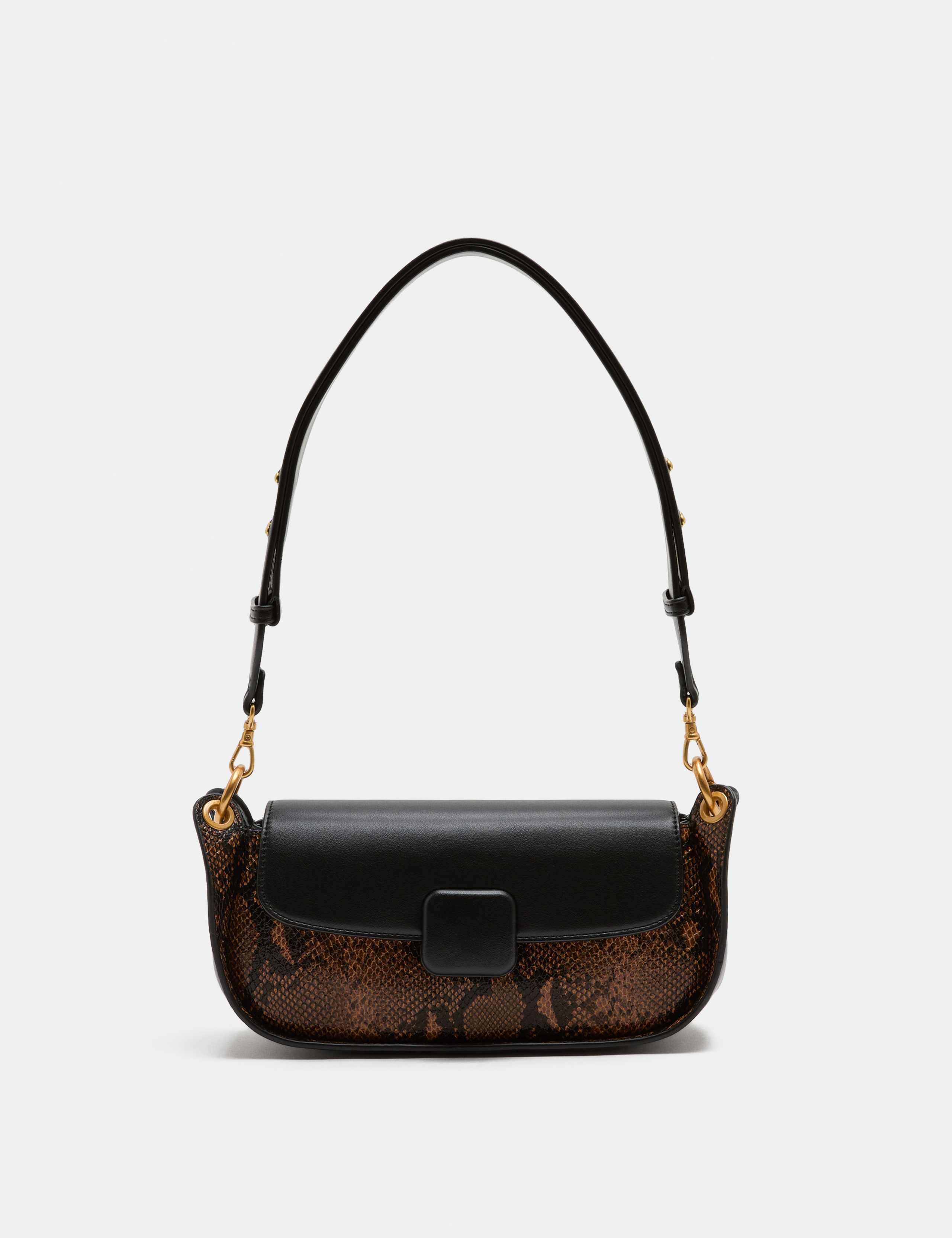 Snake Print Colour Block Shoulder Bag
