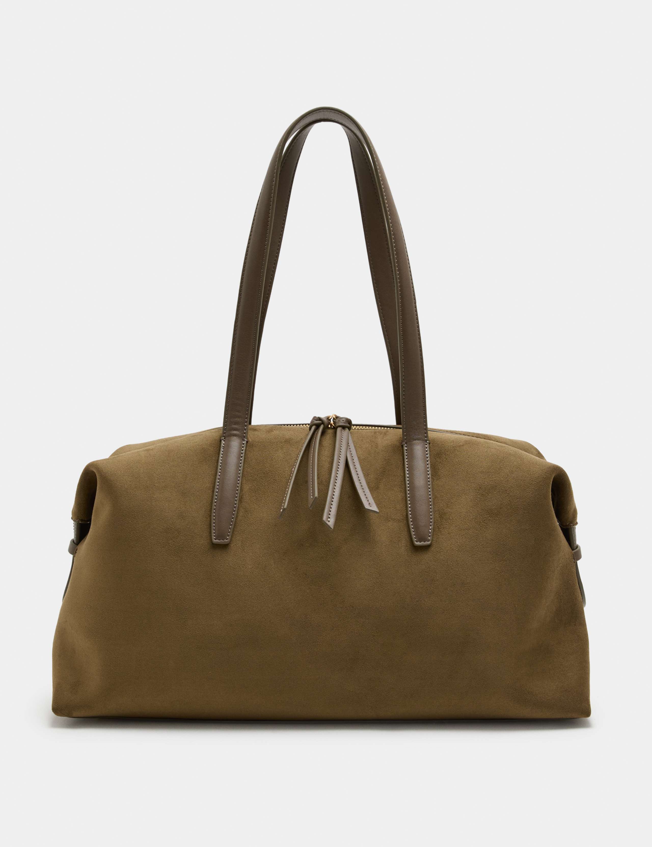 Faux Suede Bowler Bag