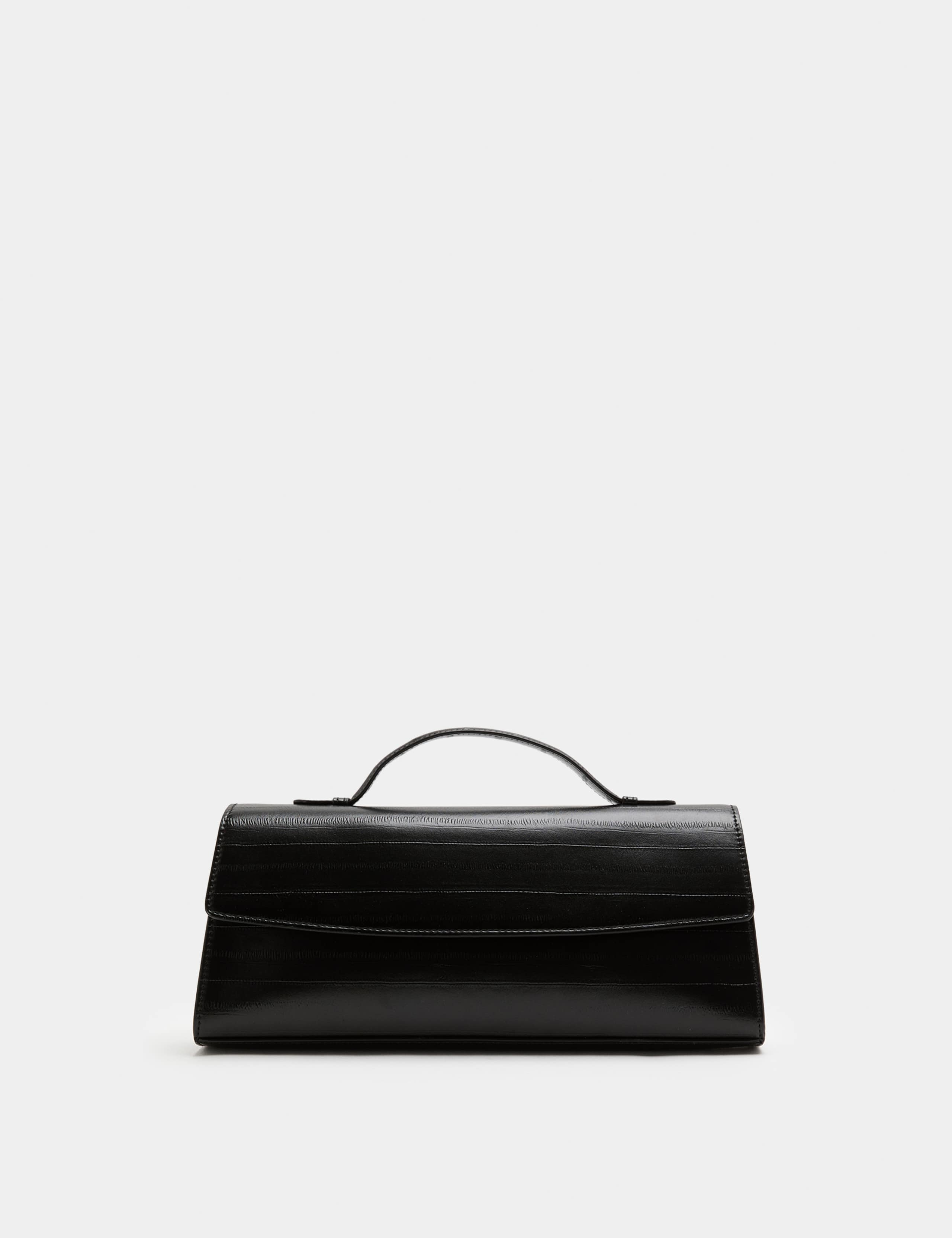 Faux Leather Chain Strap Clutch Bag