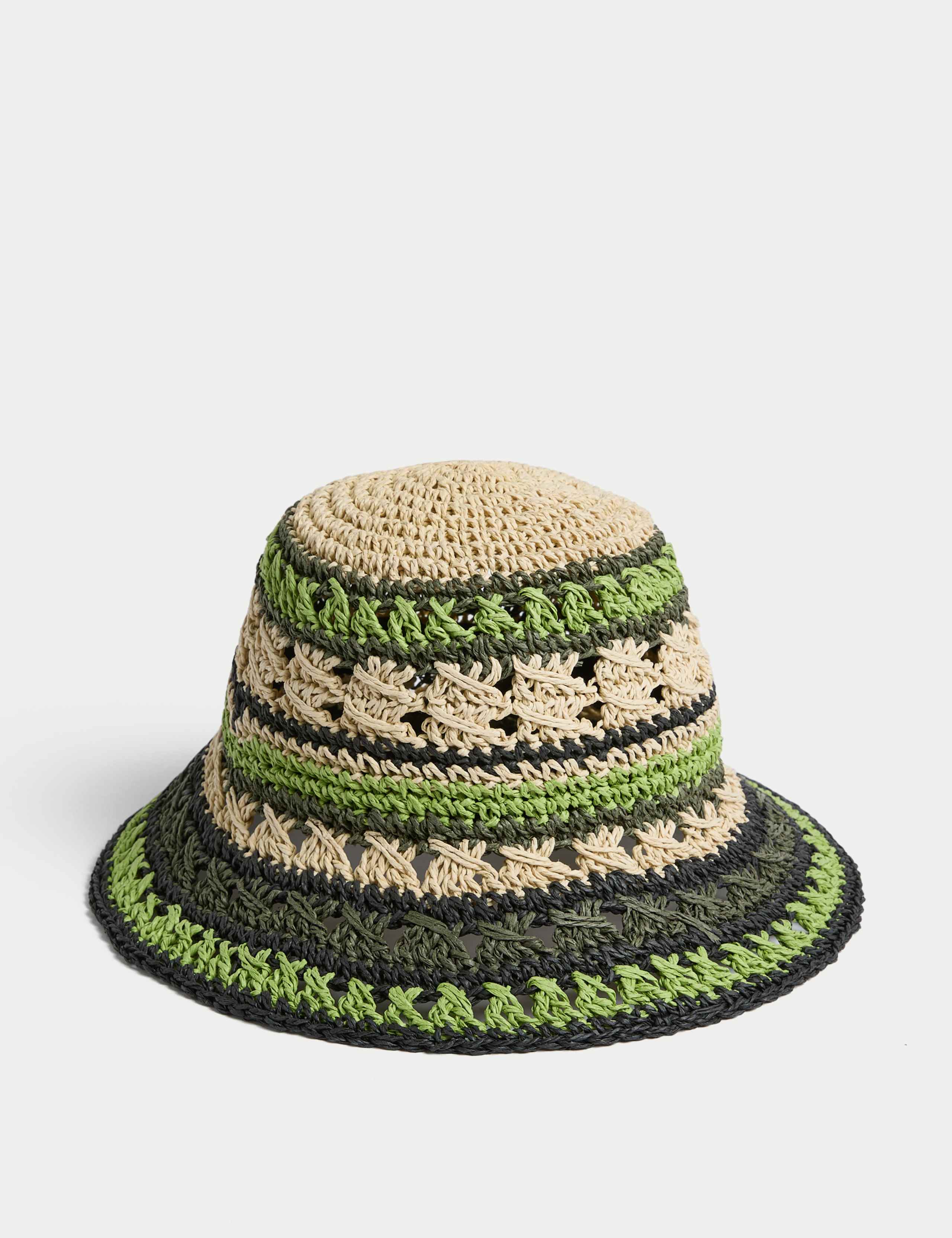 Straw Striped Bucket Hat