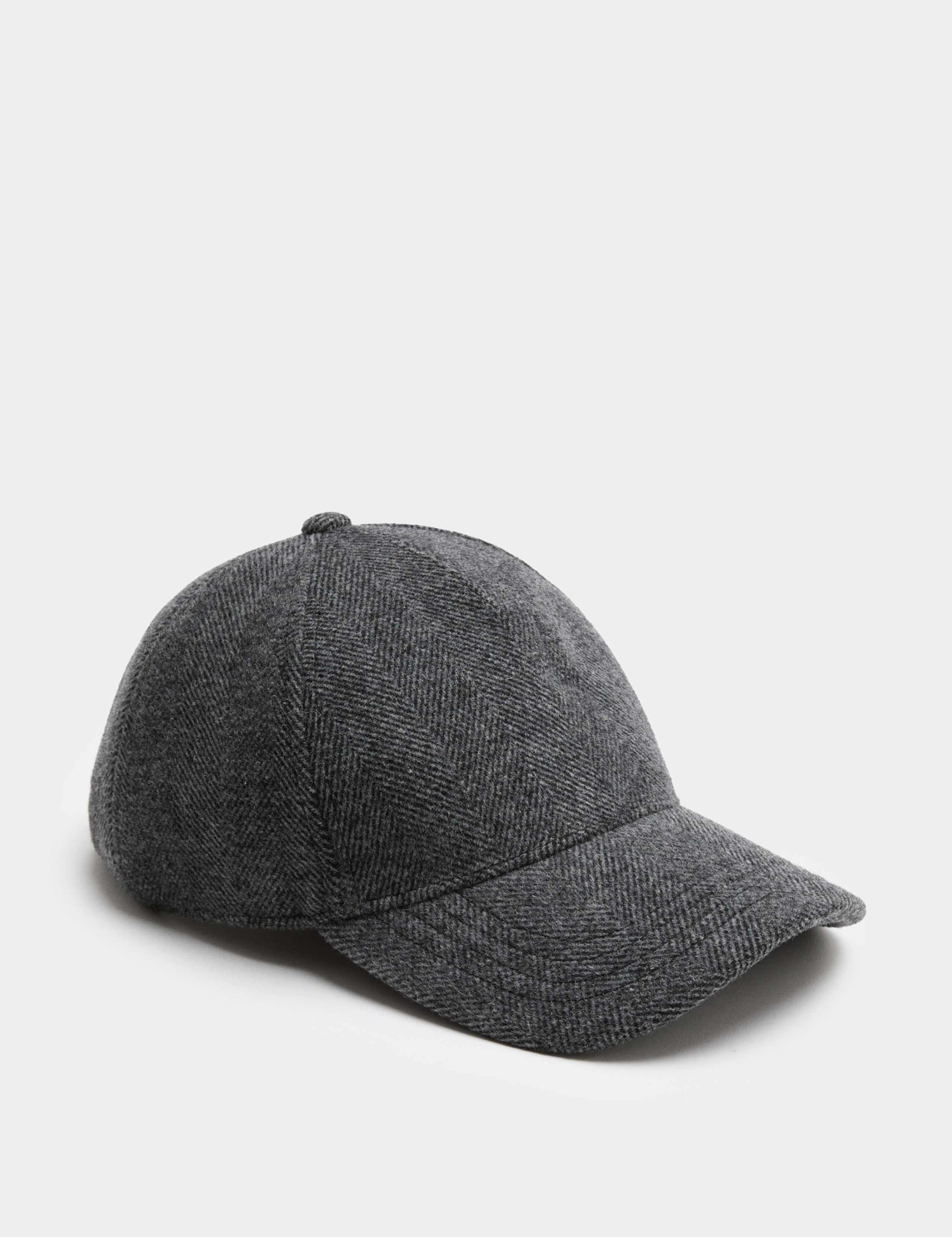 Wool Rich Herringbone Baseball Cap
