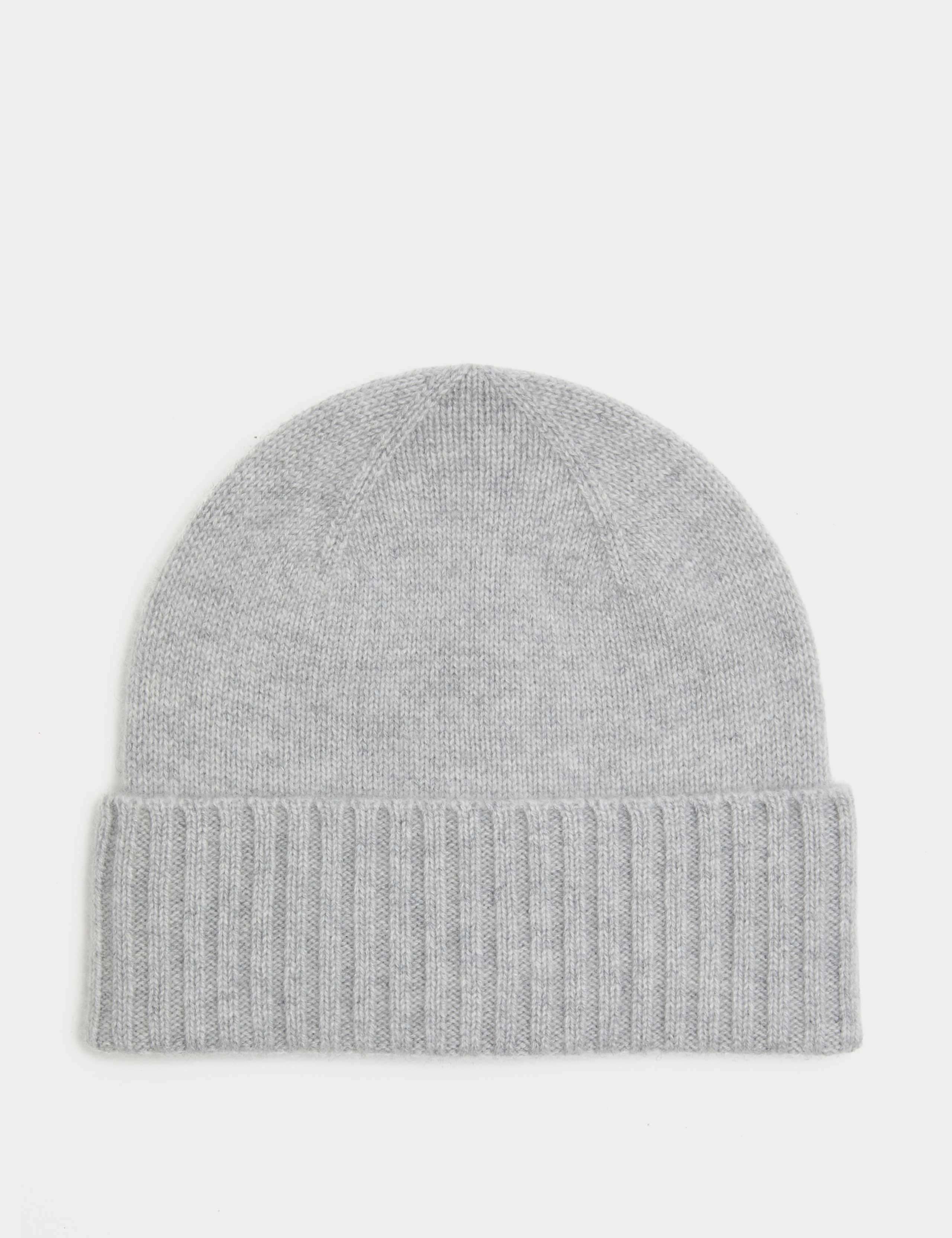 Pure Cashmere Knitted Turn Up Beanie Hat