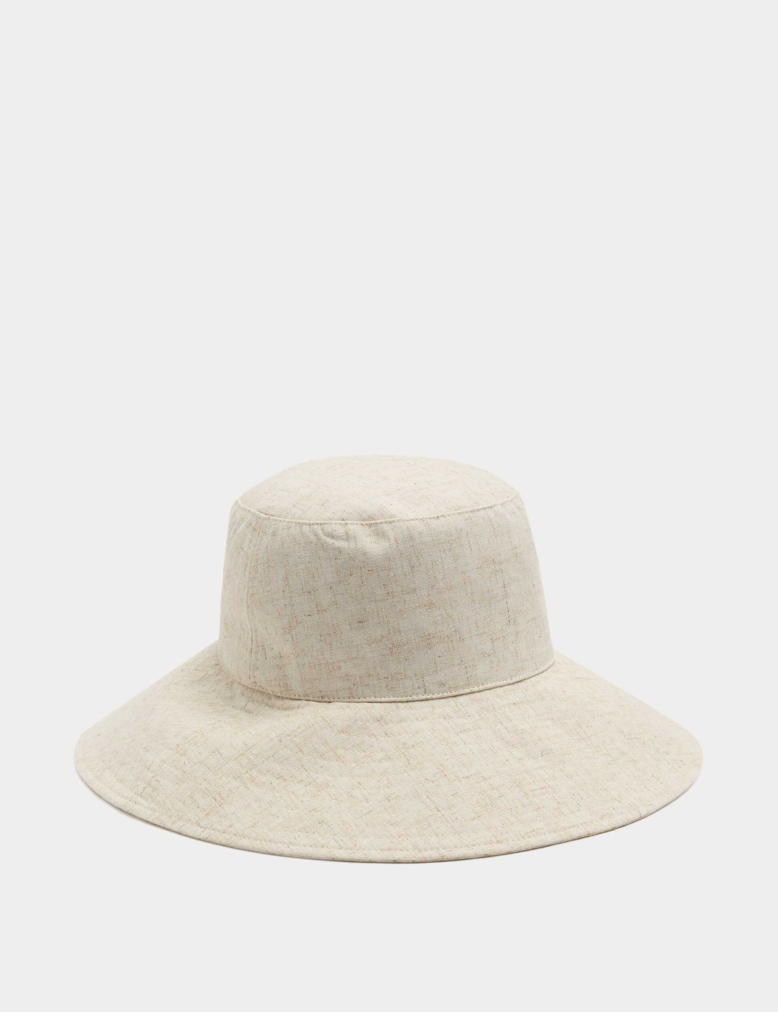 Wide Brim Bucket Hat with Linen