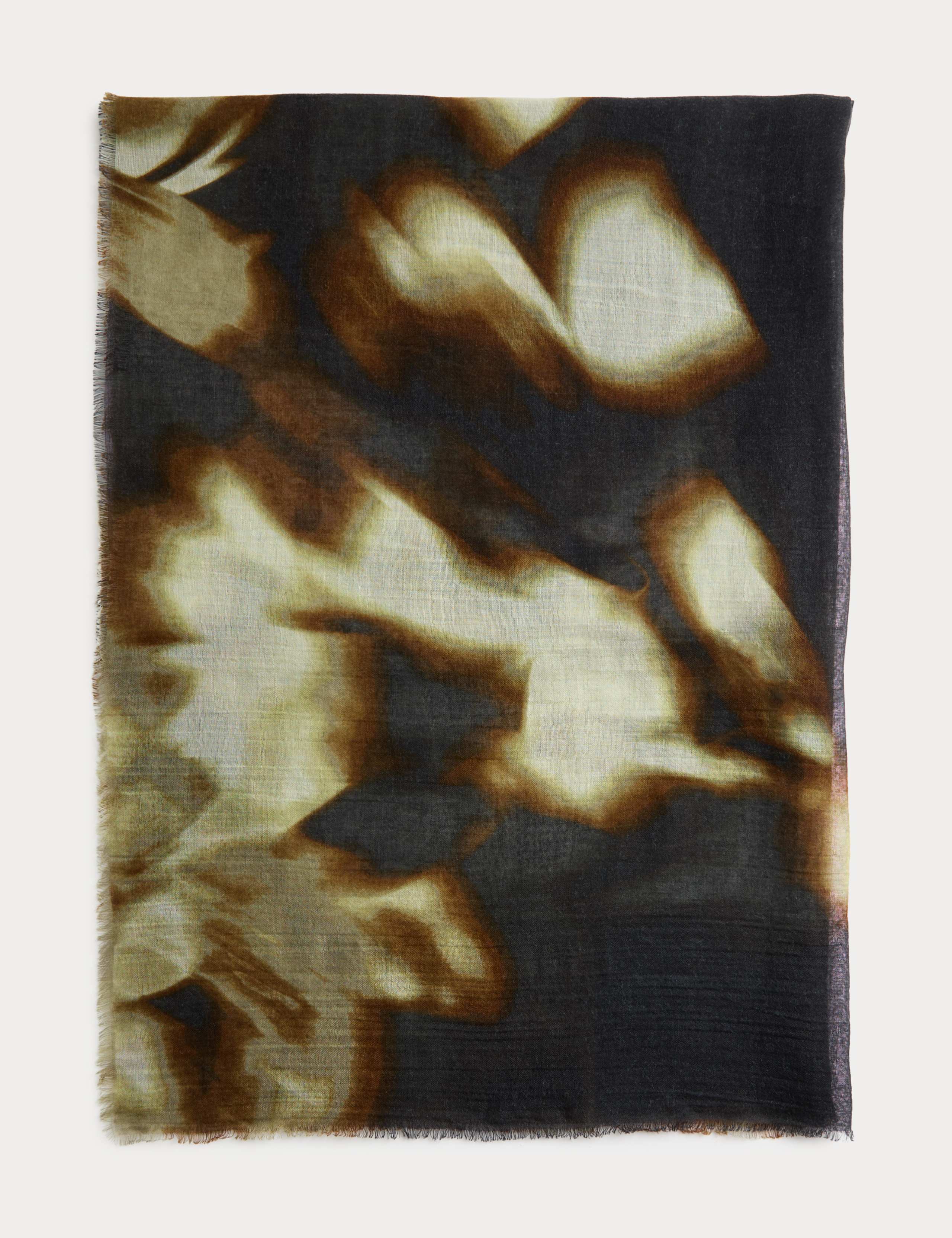 Printed Lightweight Scarf with Wool