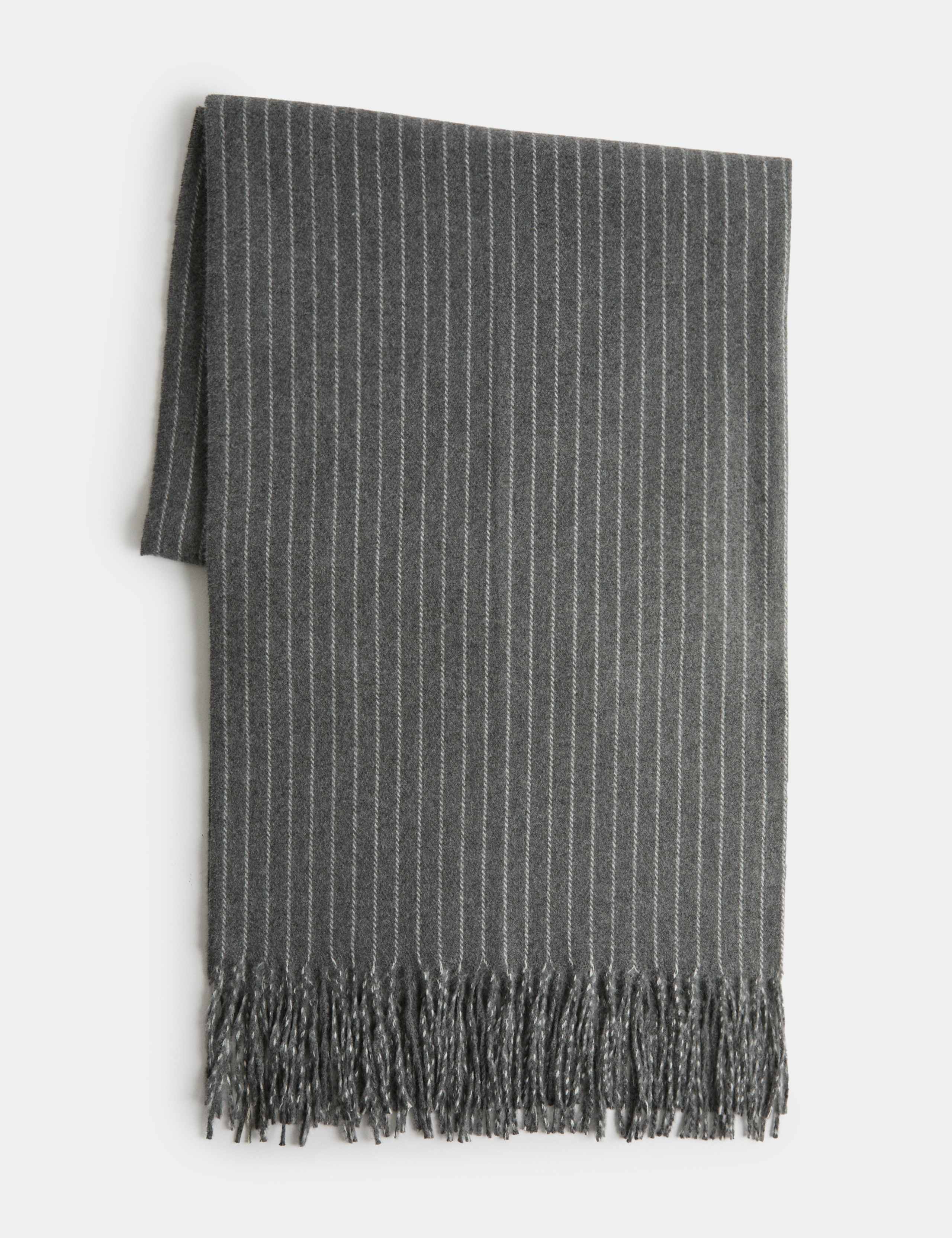 Pinstripe Tassel Scarf