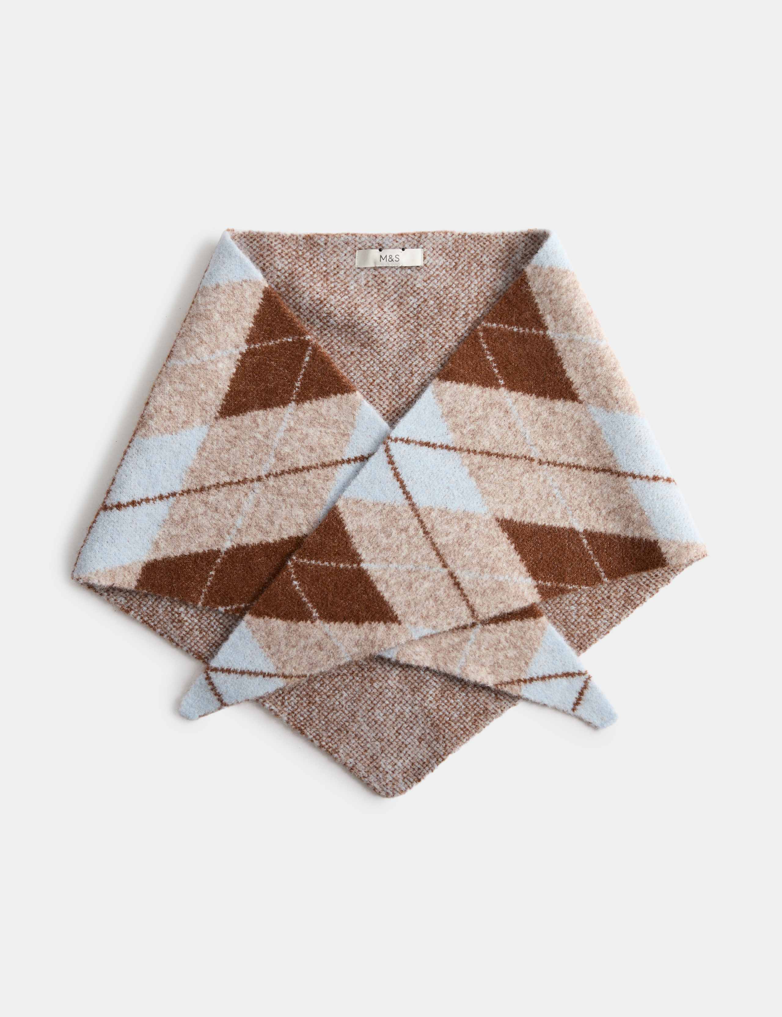 Argyle Triangle Scarf with Wool