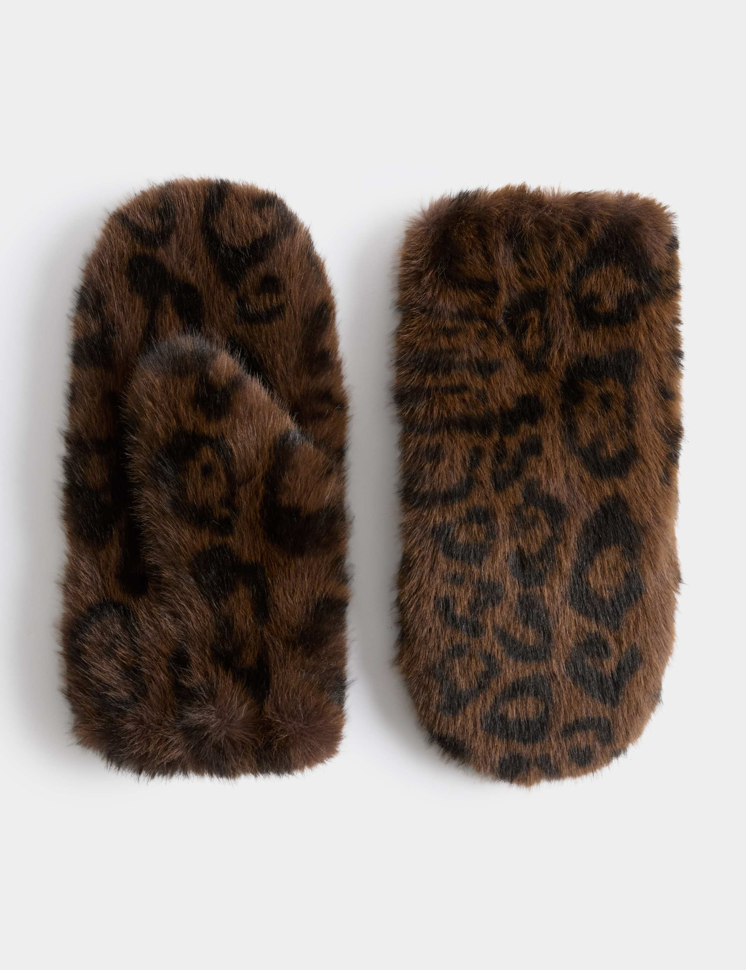 Faux Fur Leopard Print Mittens