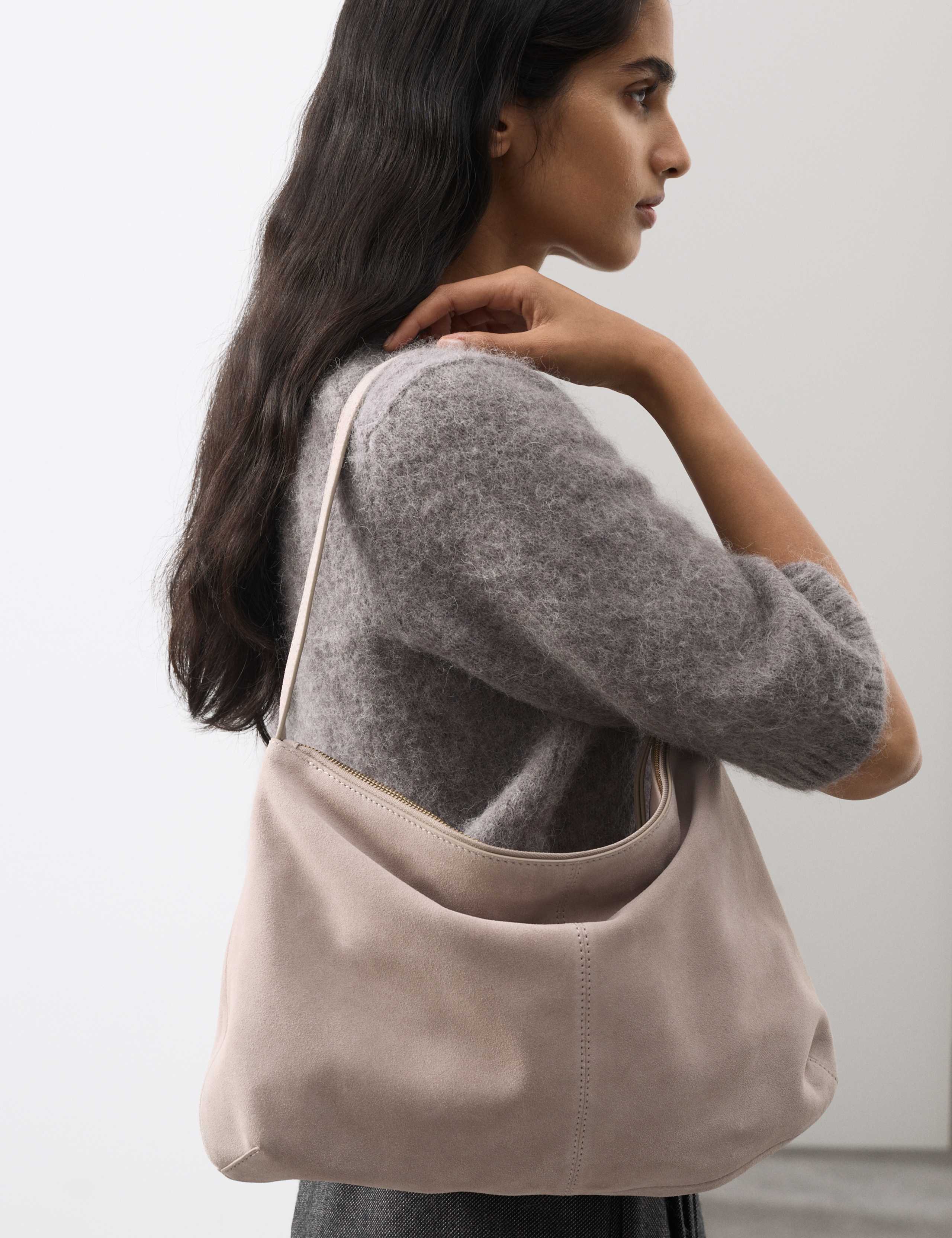 Suede Slouchy Shoulder Bag