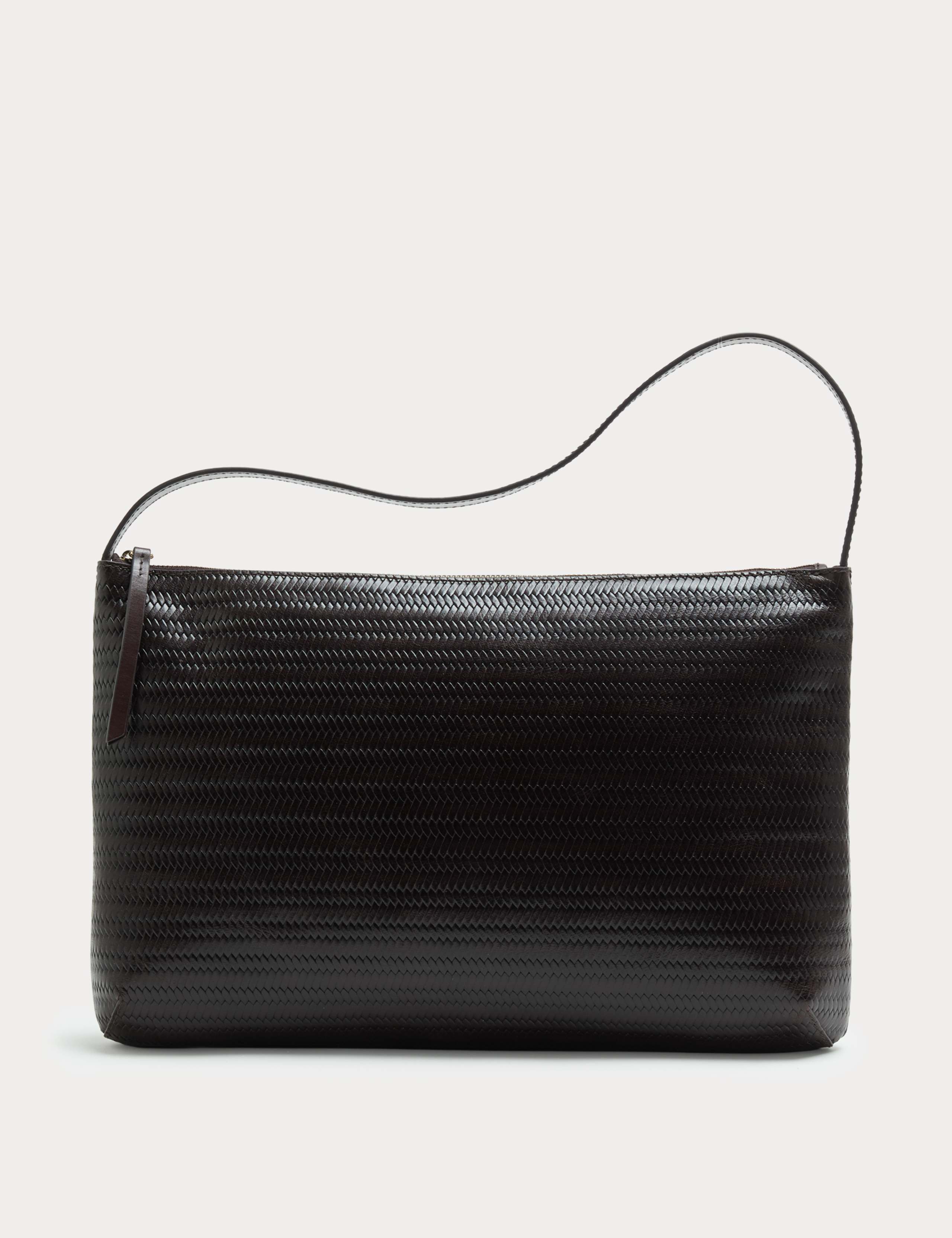 Leather Embossed Zip Shoulder Bag