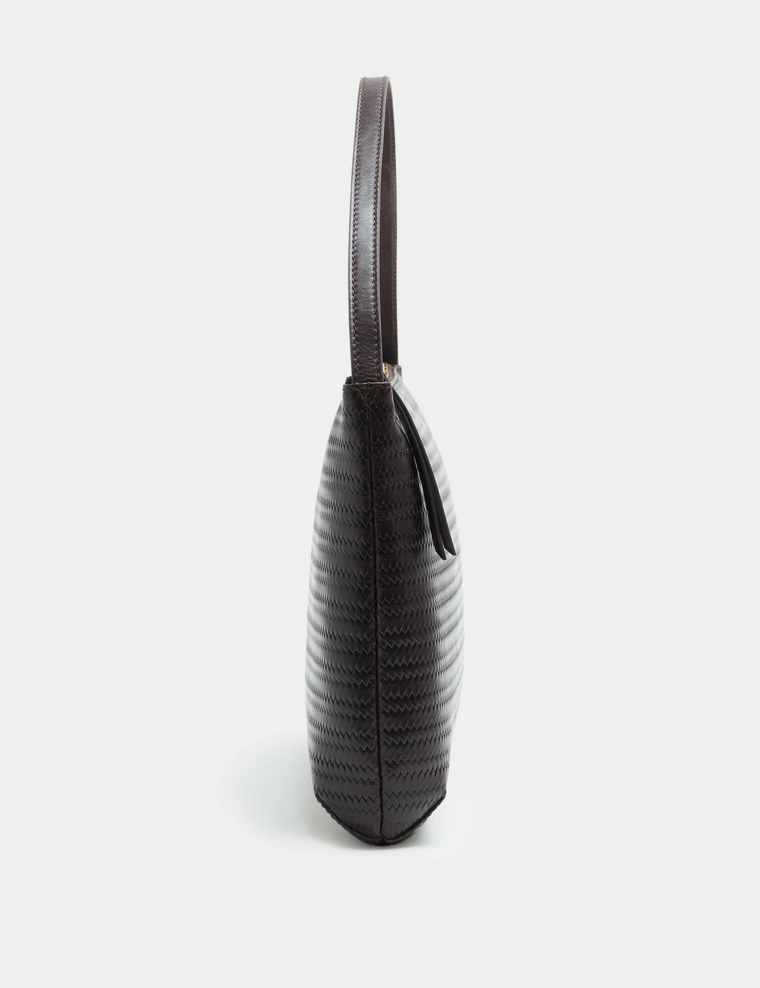 Leather Embossed Zip Shoulder Bag