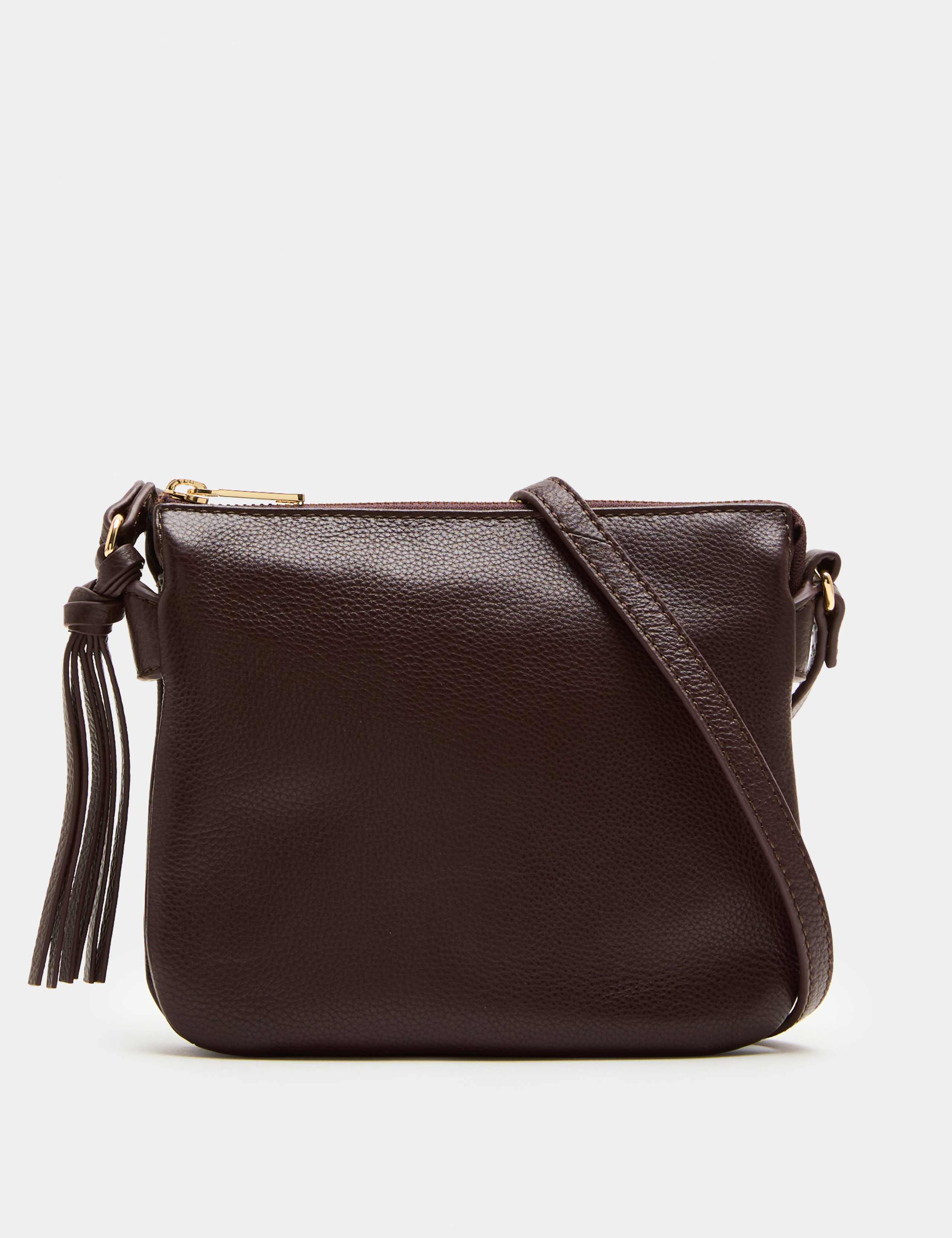 Tassel Leather Textured Cross Body Bag