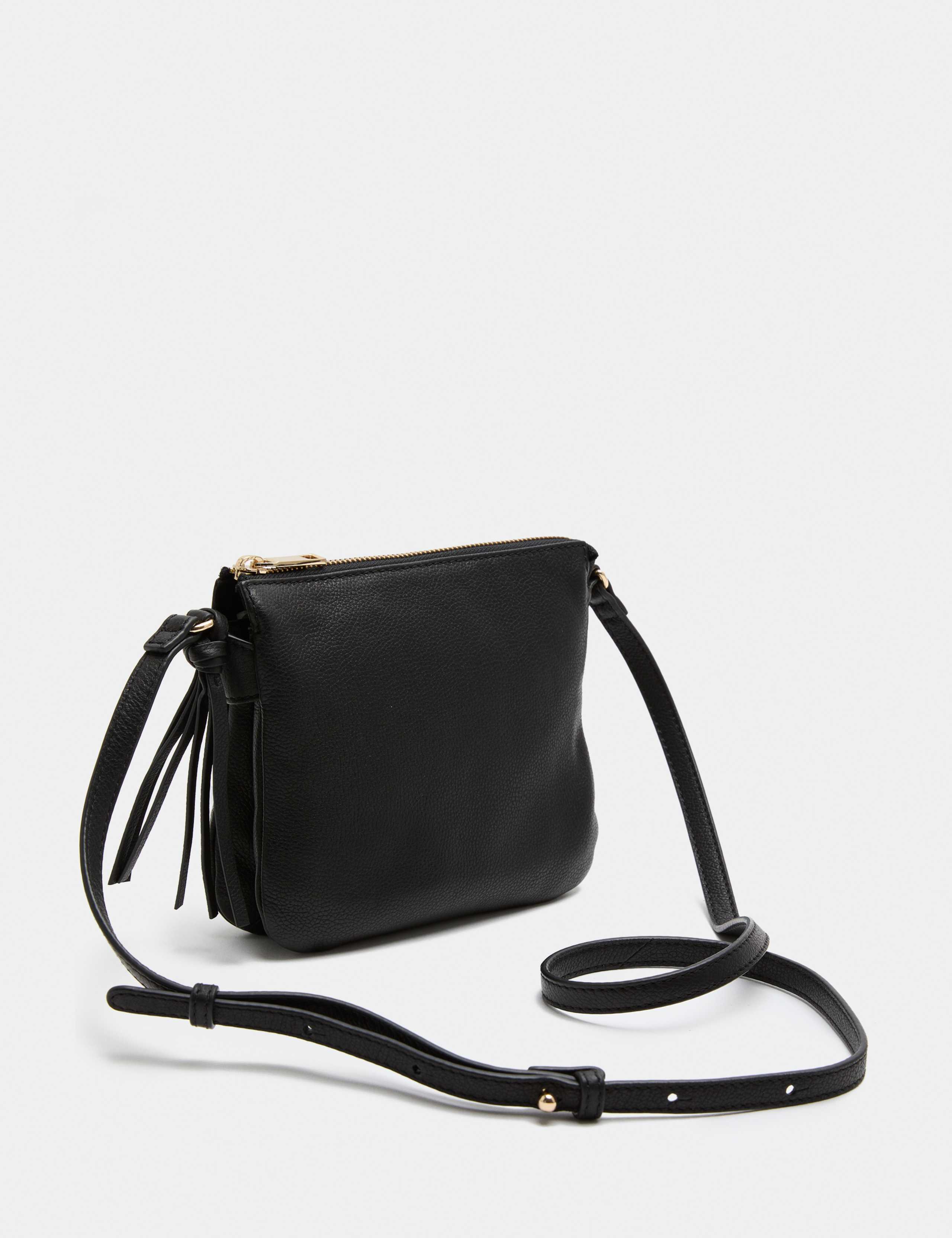 Tassel Leather Textured Cross Body Bag