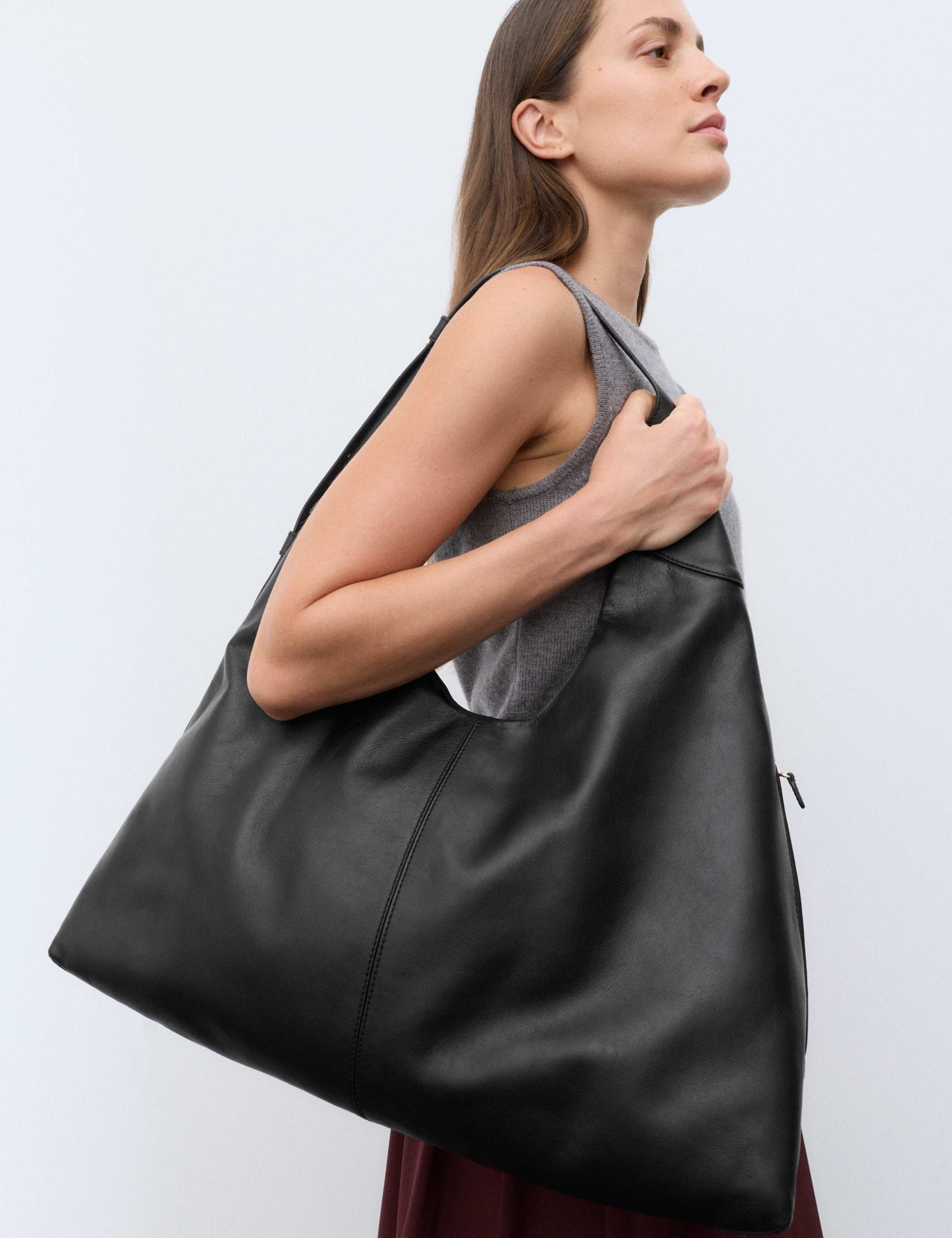 Leather Top Handle Shoulder Bag