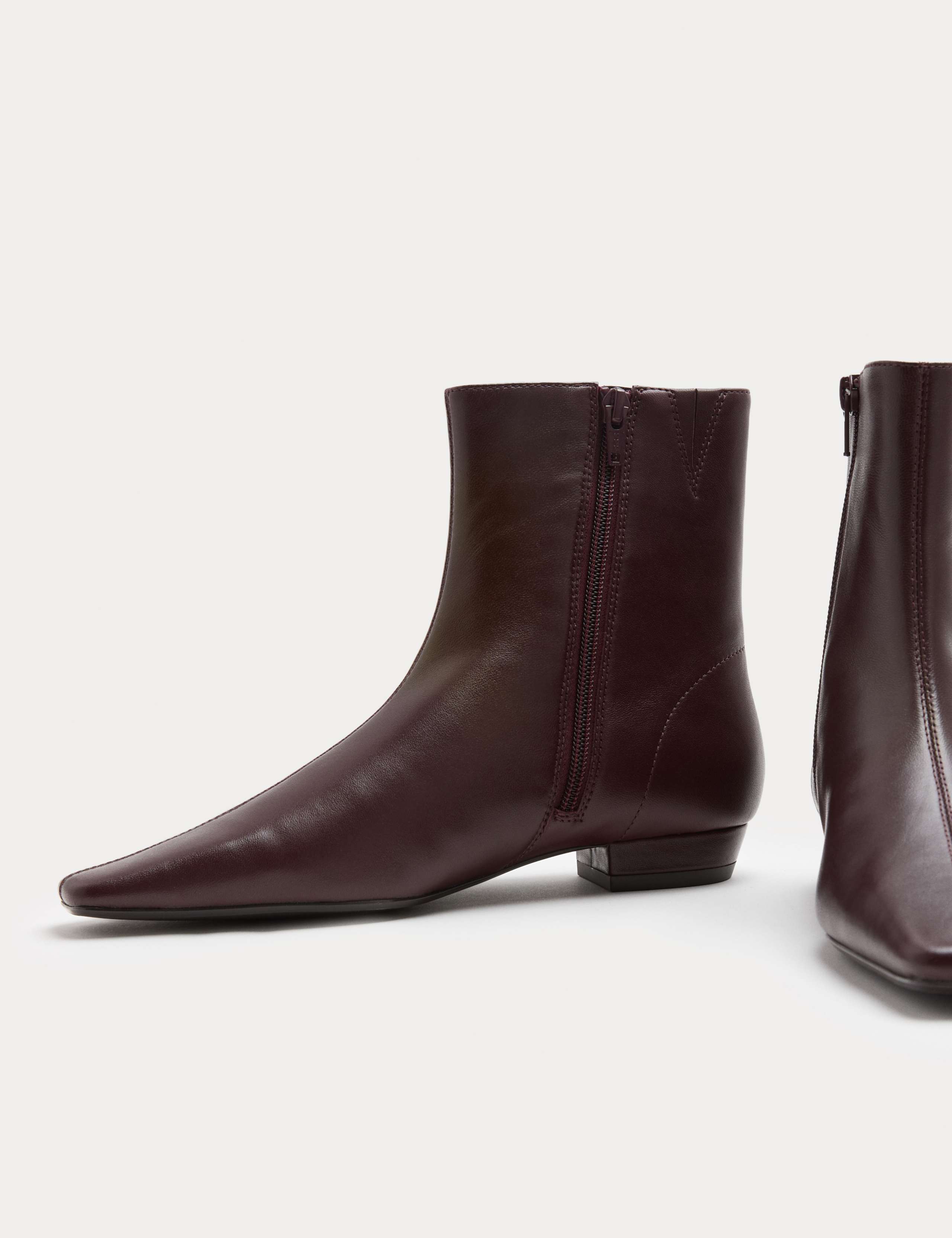 Leather Chelsea Block Heel Chisel Toe Ankle Boots