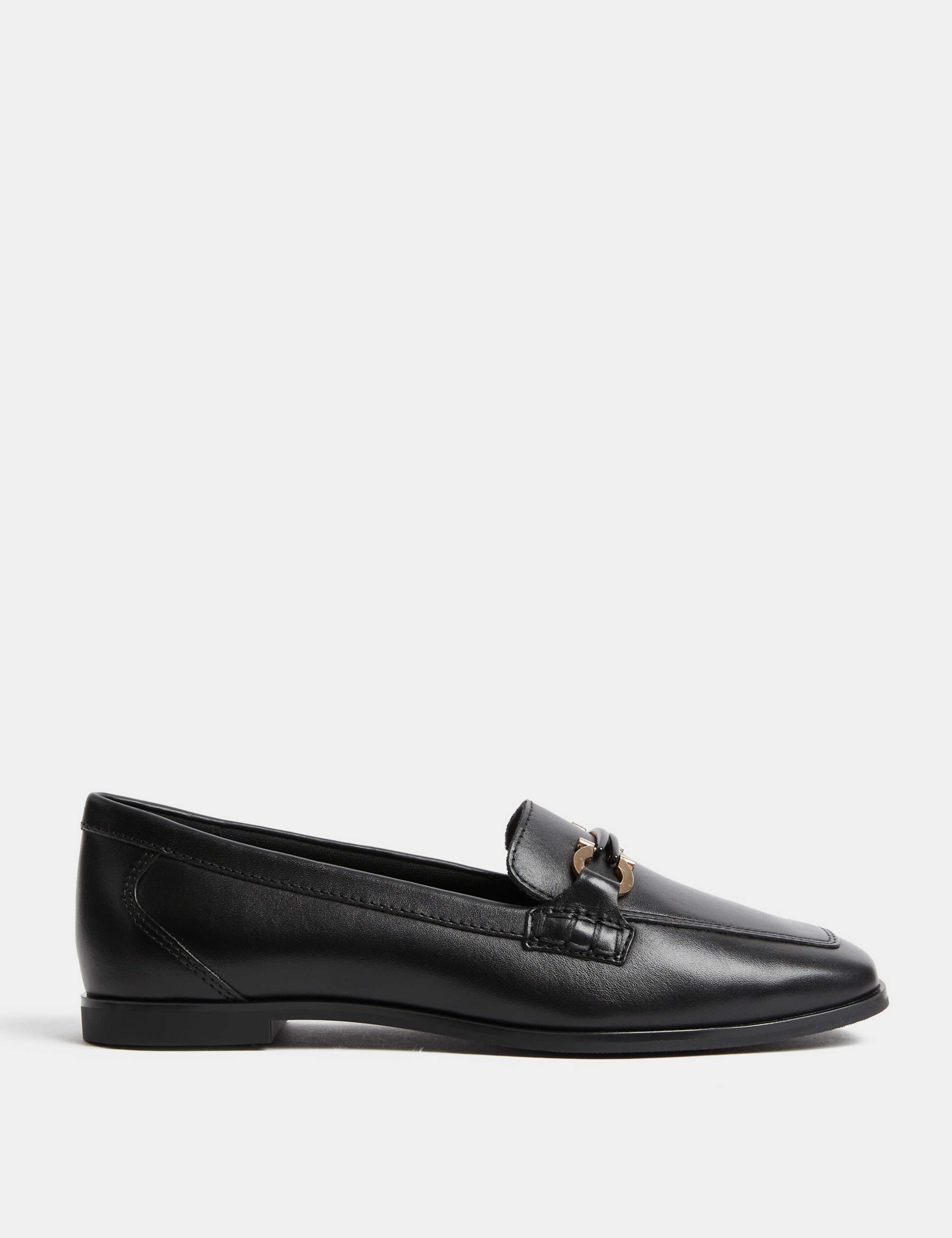 Leather Trim Square Toe Loafers