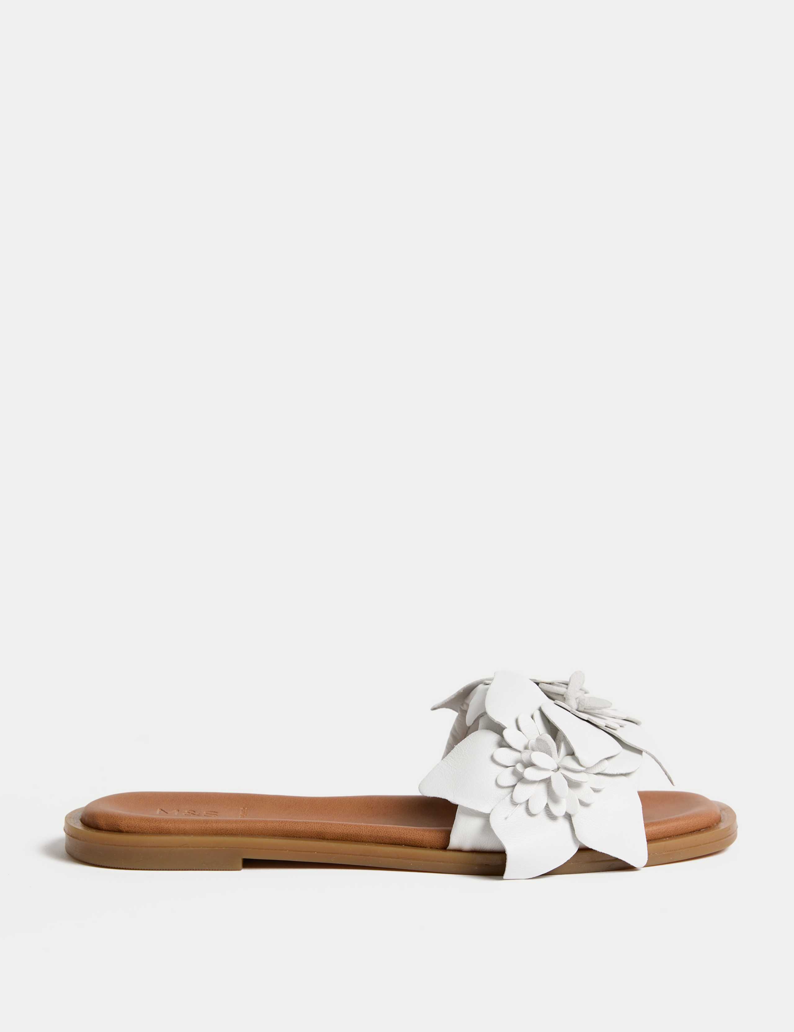 Leather Corsage Flat Mules