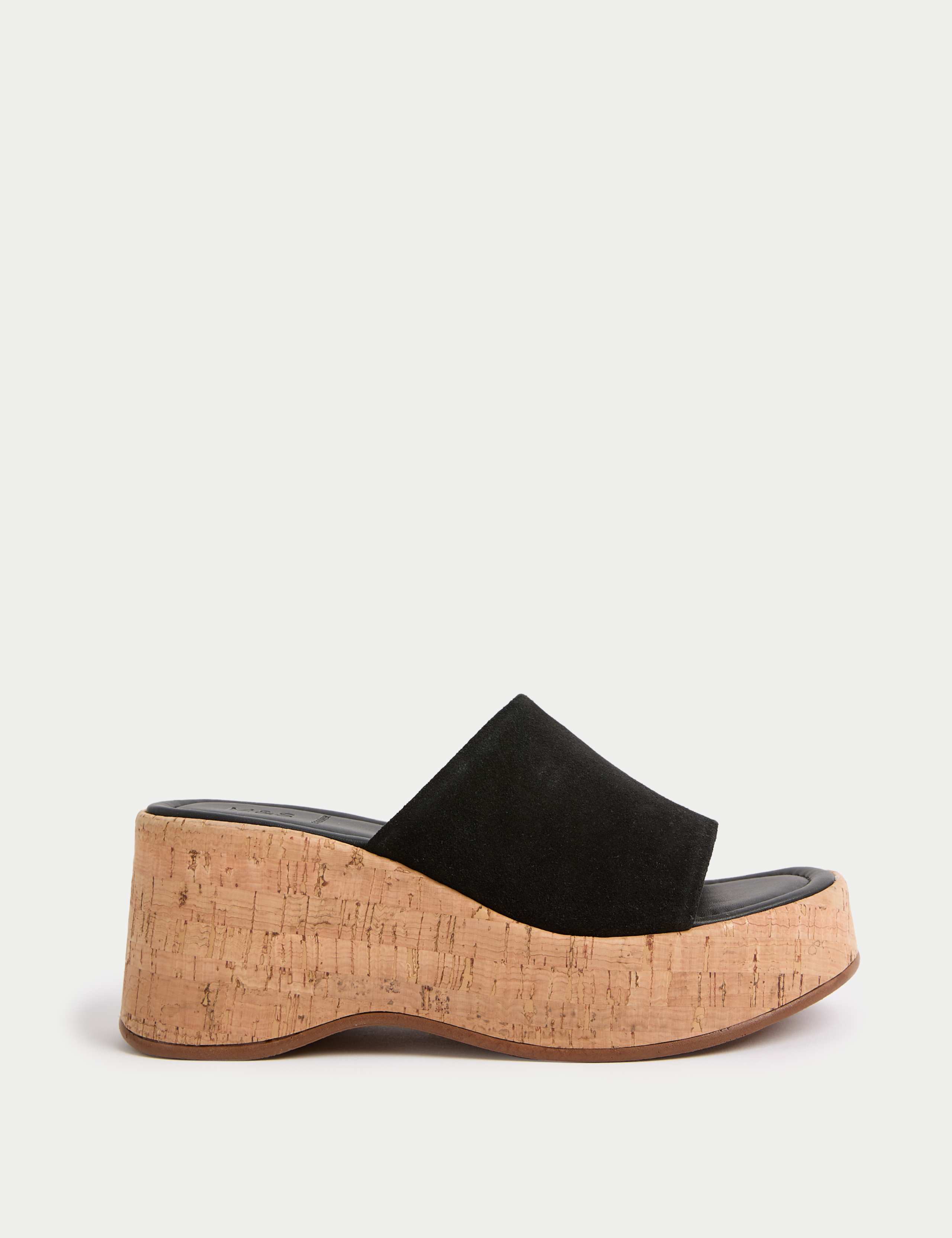 Suede Slip On Platform Mules