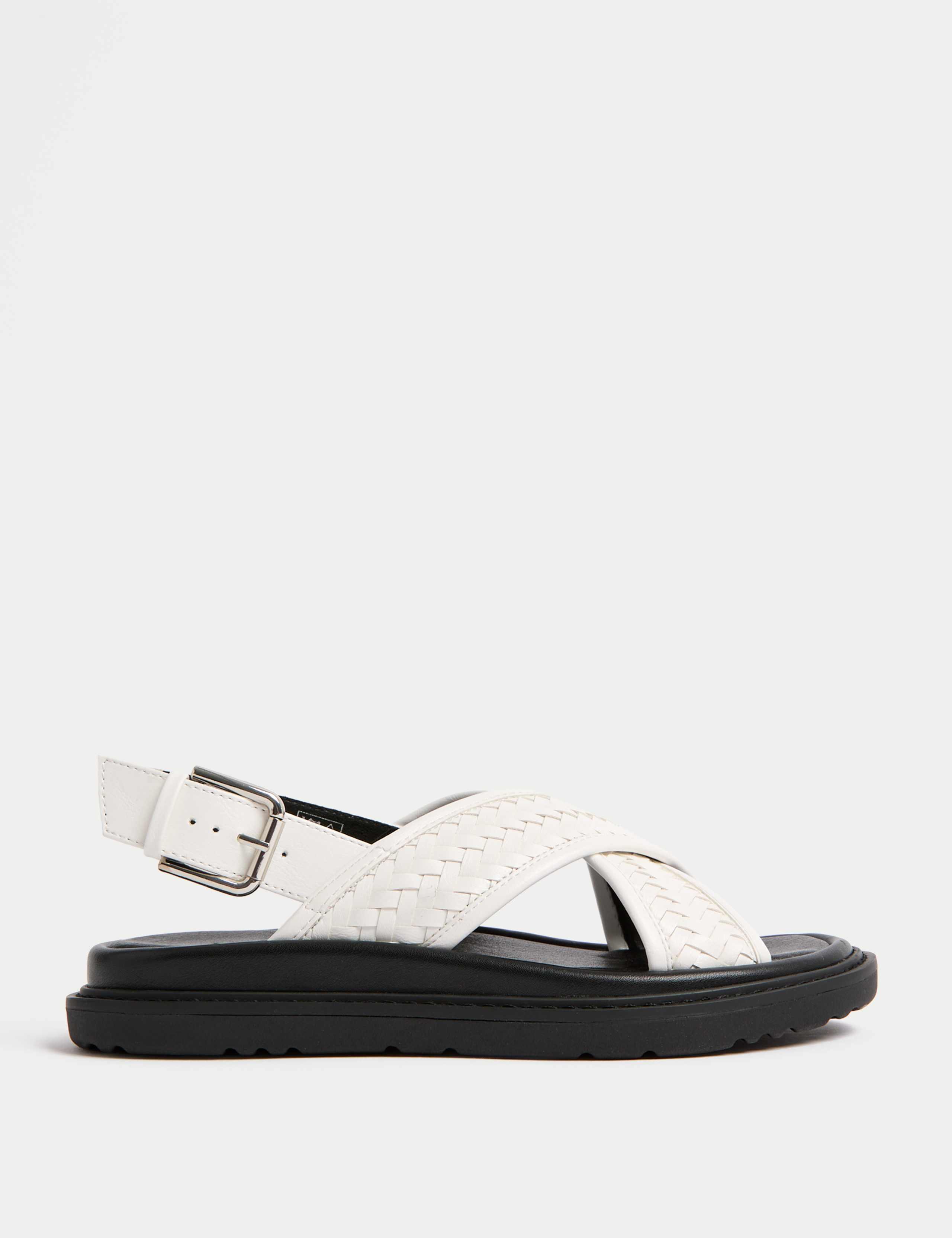 Woven Ankle Strap Flatform Sandals