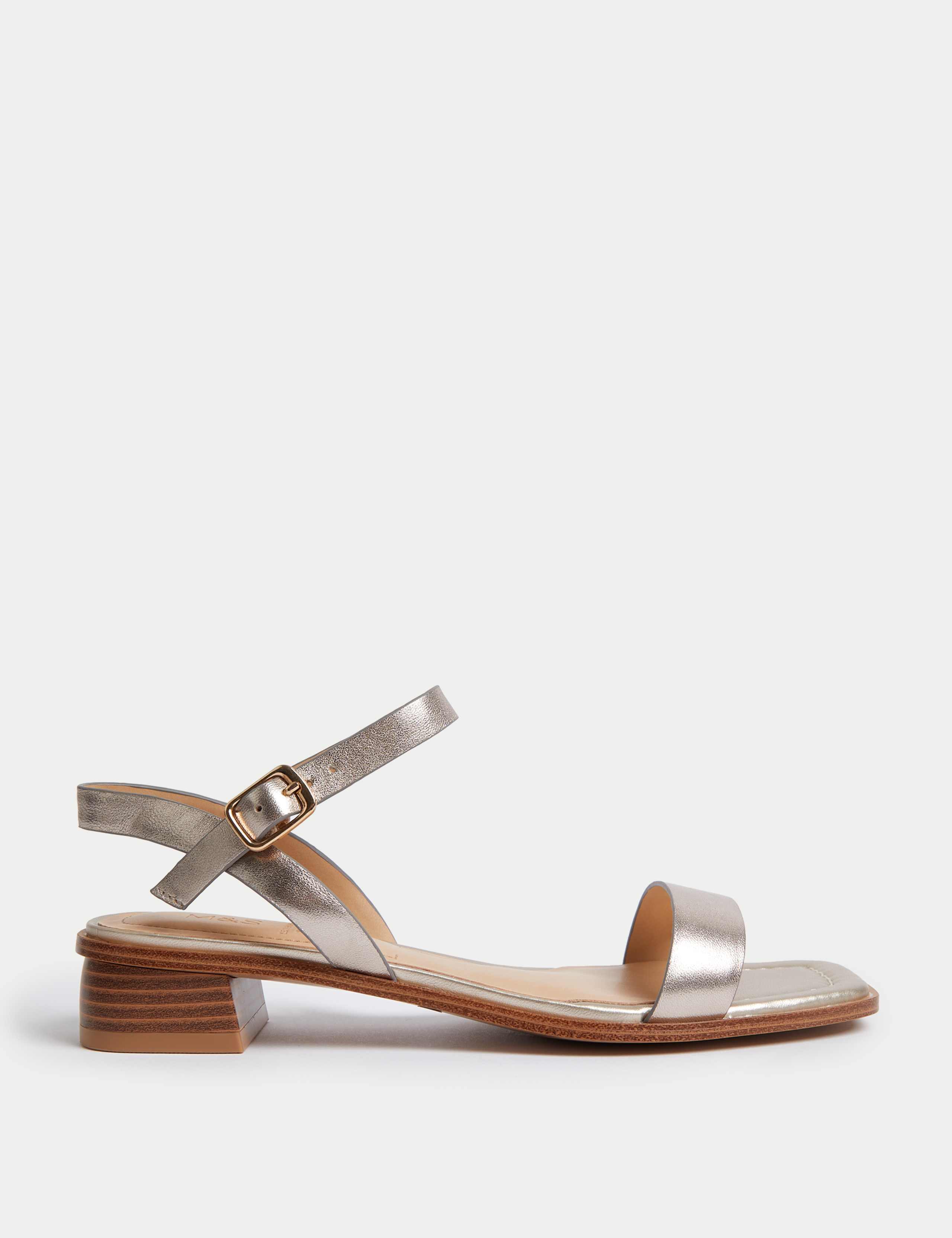 Wide Fit Ankle Strap Block Heel Sandals