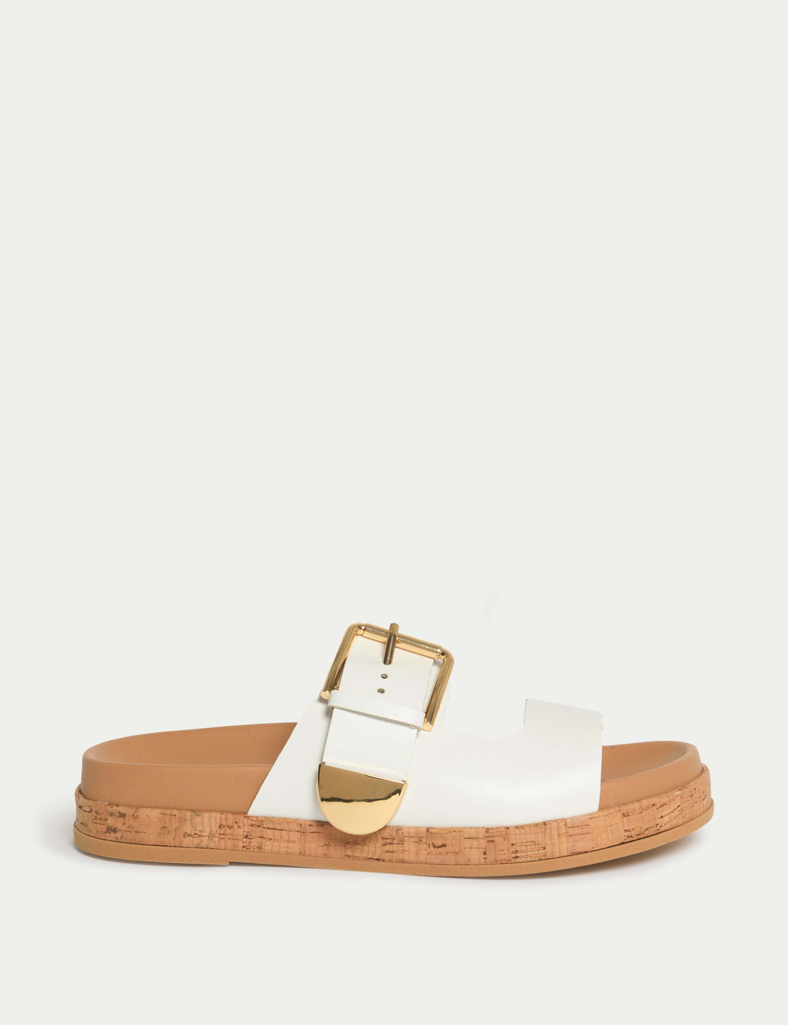 Leather Buckle Footbed Sandals