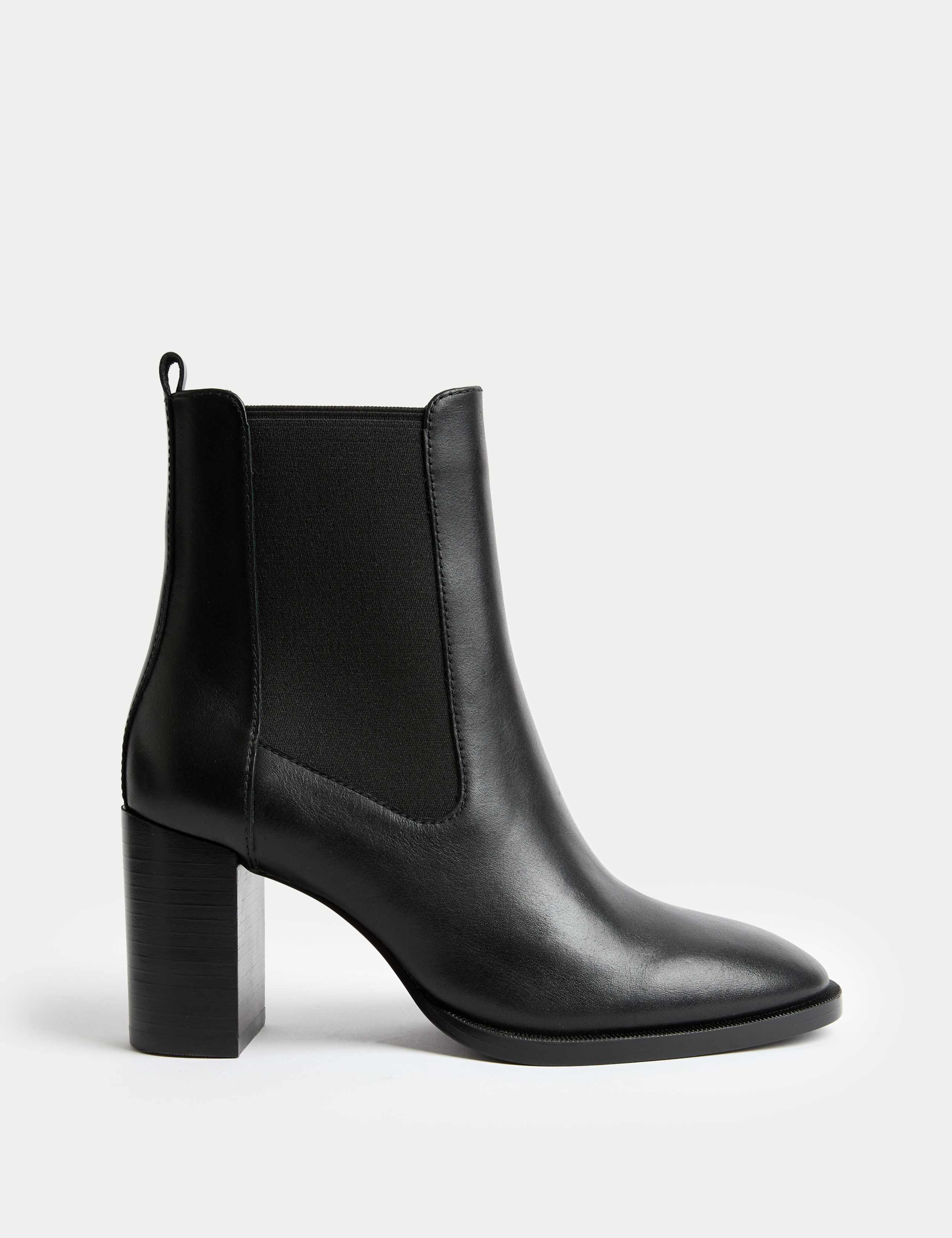 Leather Chelsea Block Heel Ankle Boot