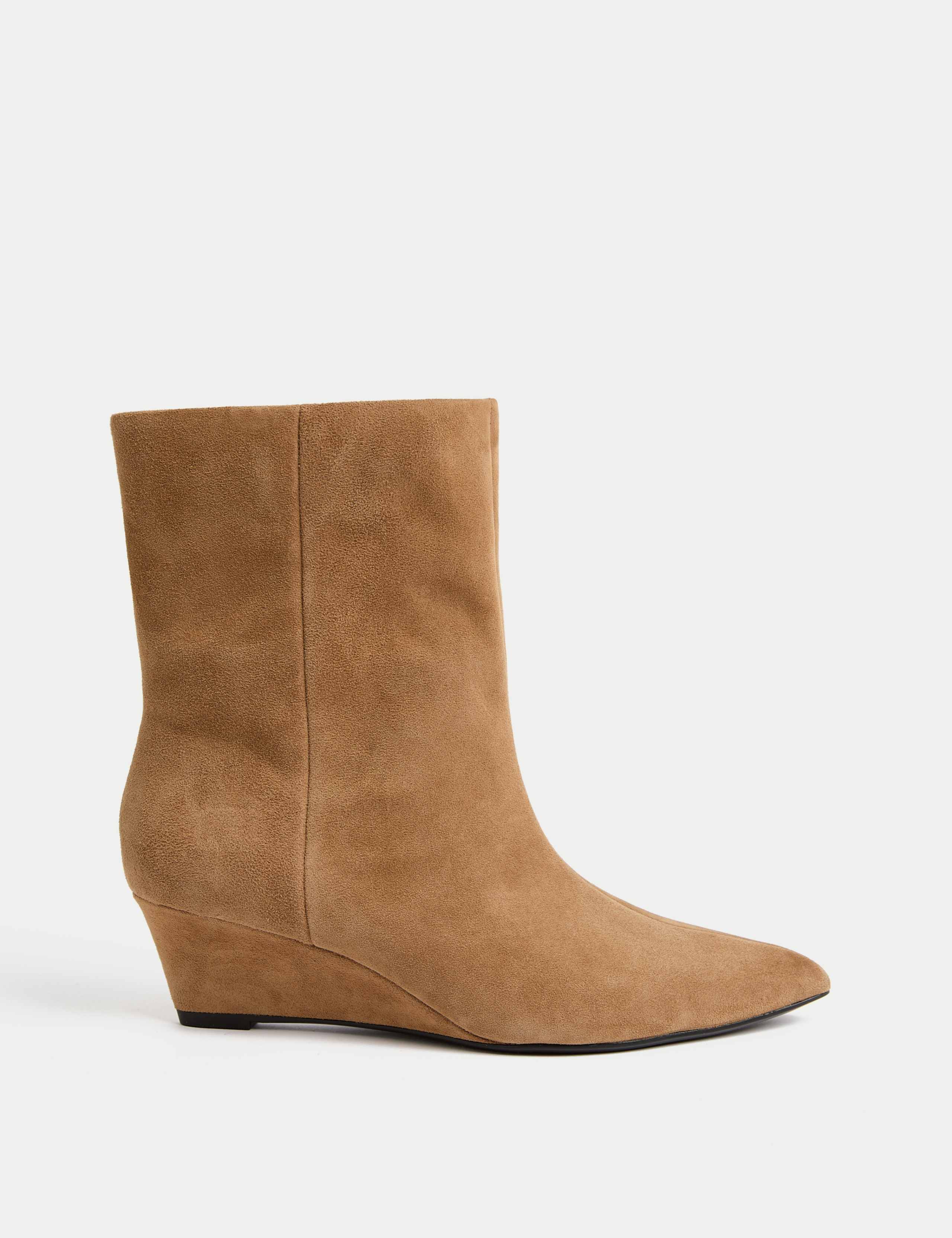 Suede Wedge Ankle Boots