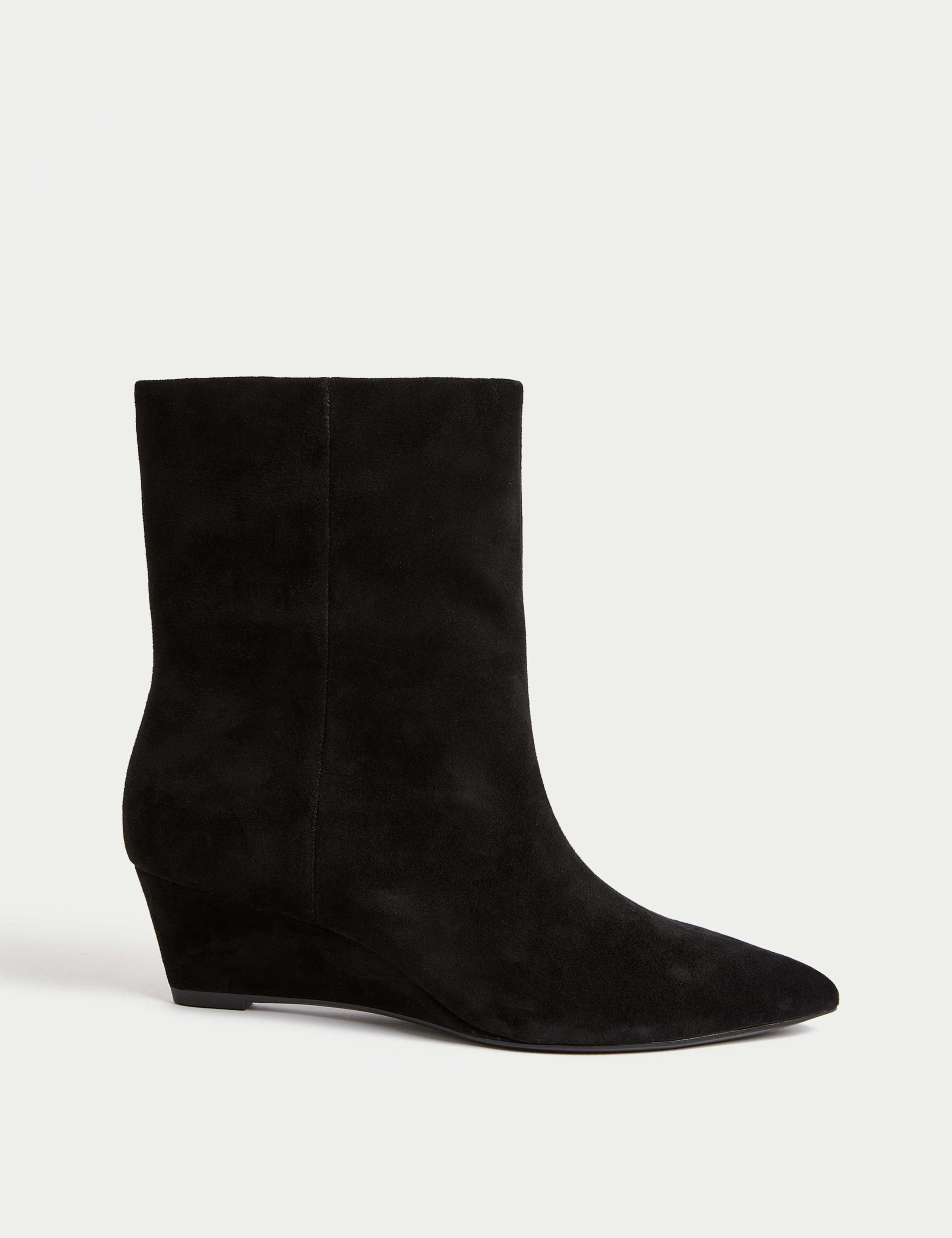 Suede Wedge Ankle Boots