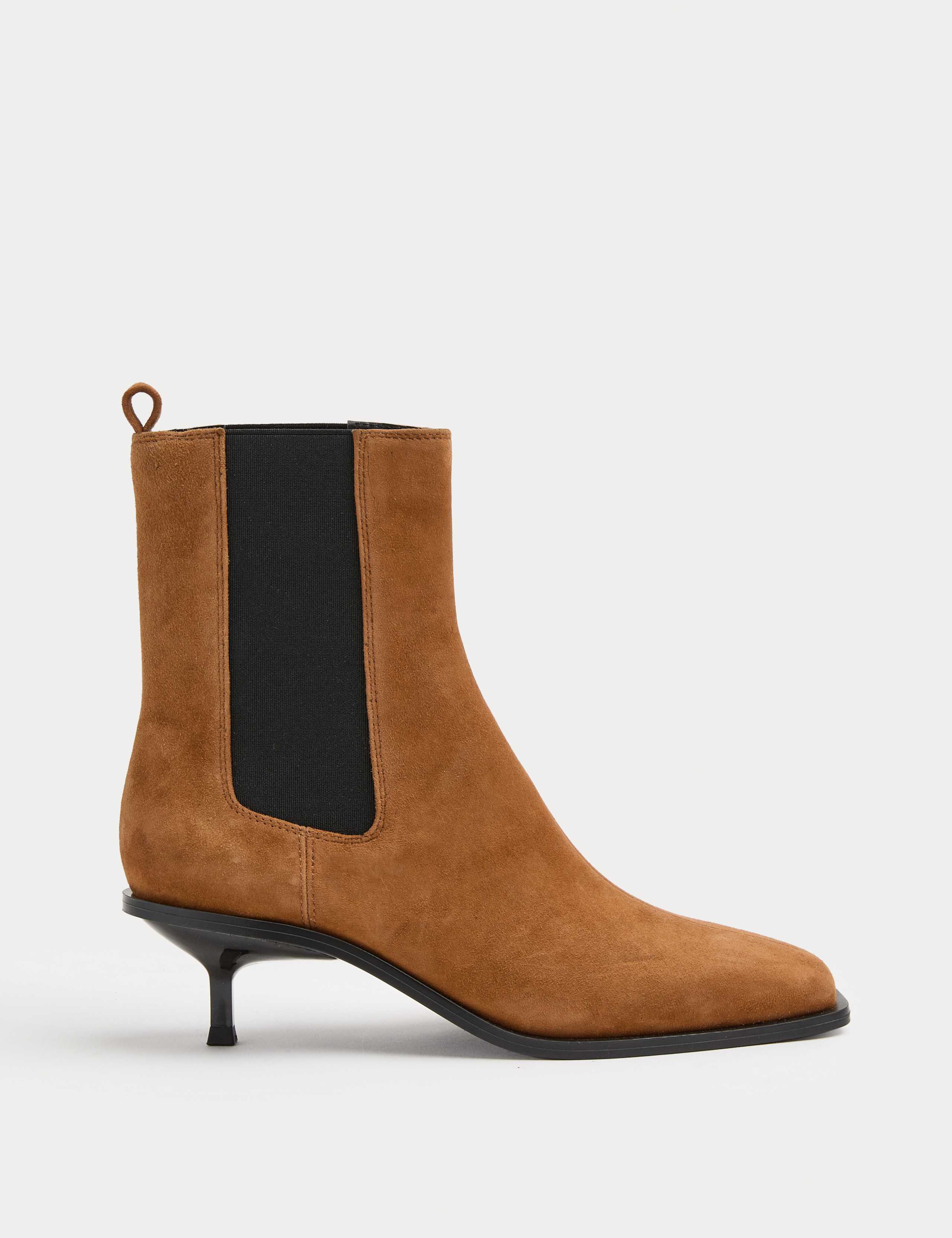 Suede Chelsea Kitten Heel Ankle Boots