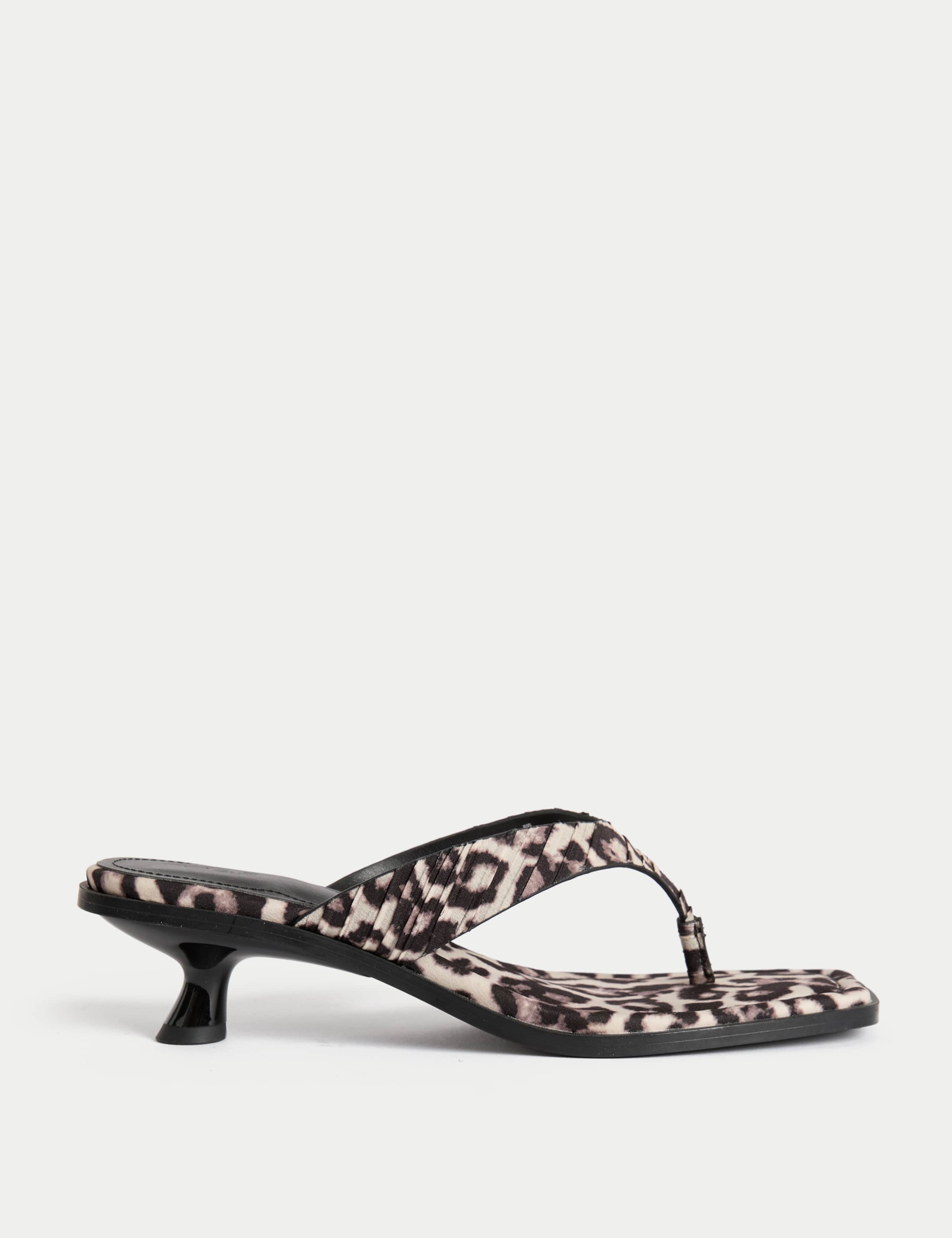 Leopard Print Kitten Heel Sandals